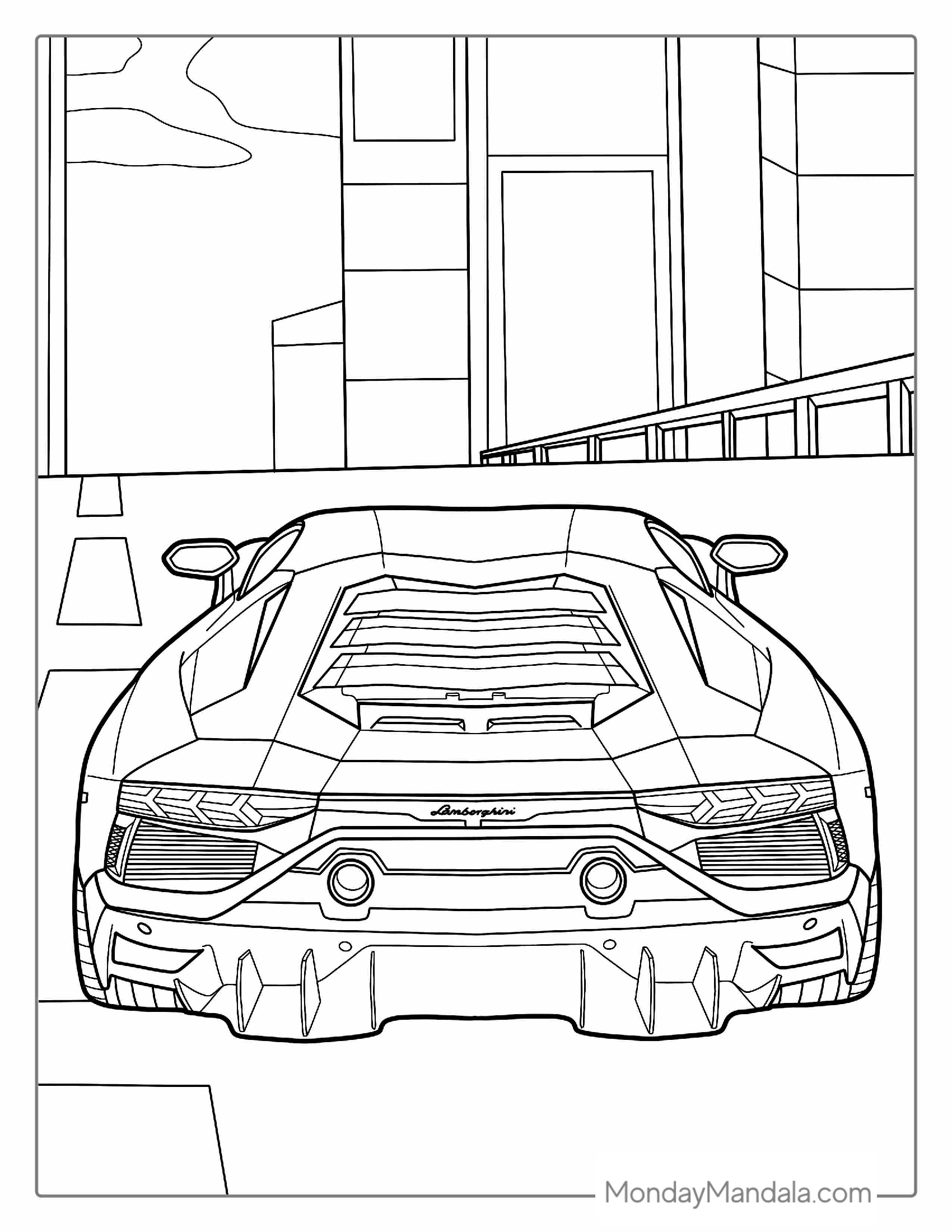 Coloring Page Of Lamborghini Huracan Engine