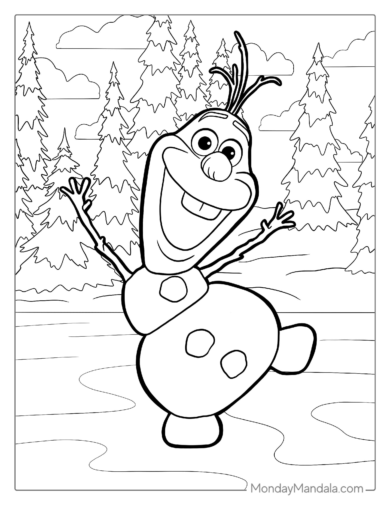 Coloring Page Of Olaf Snowman