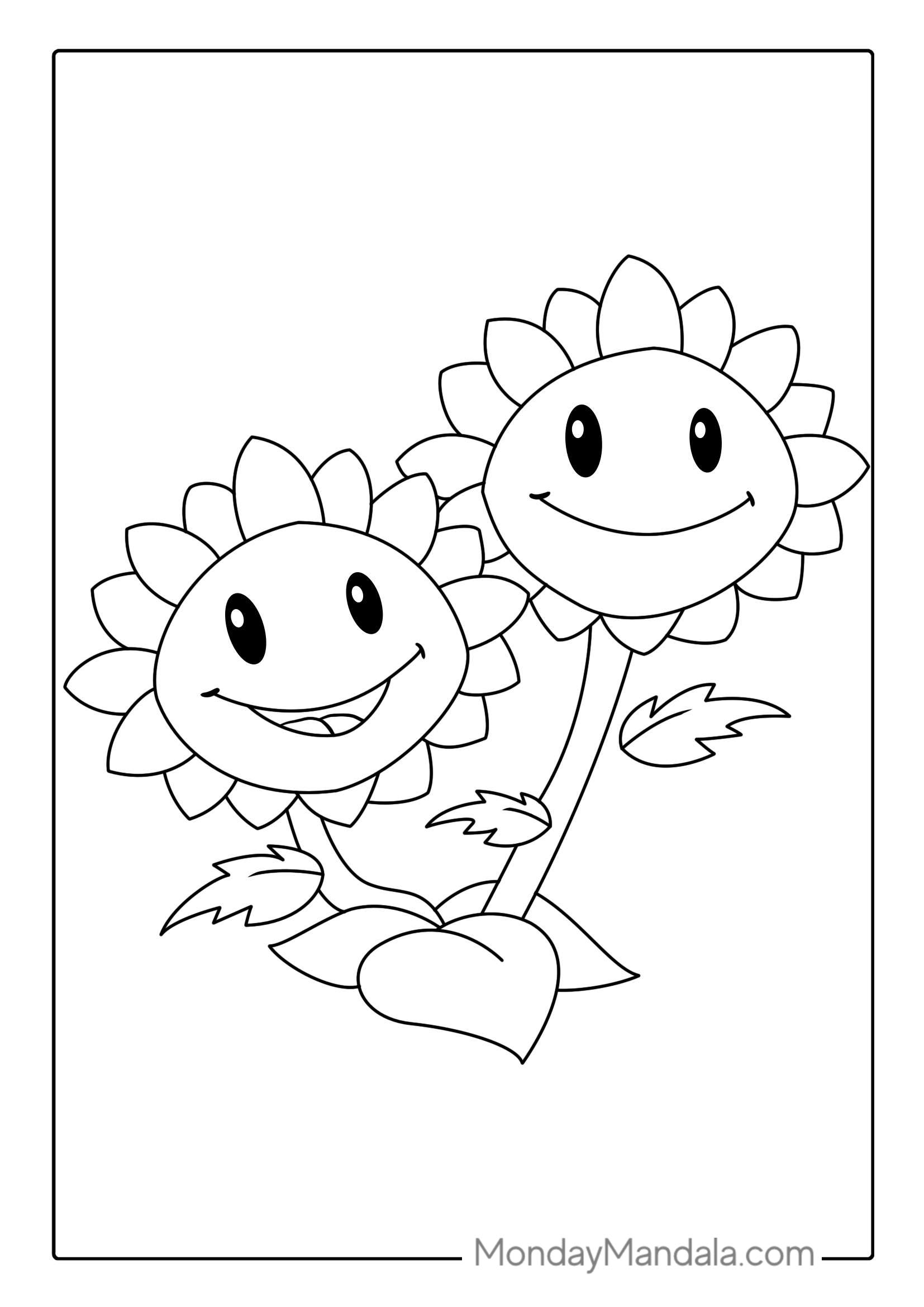 Coloring Page Of Plants Vs Zombies Sunflower