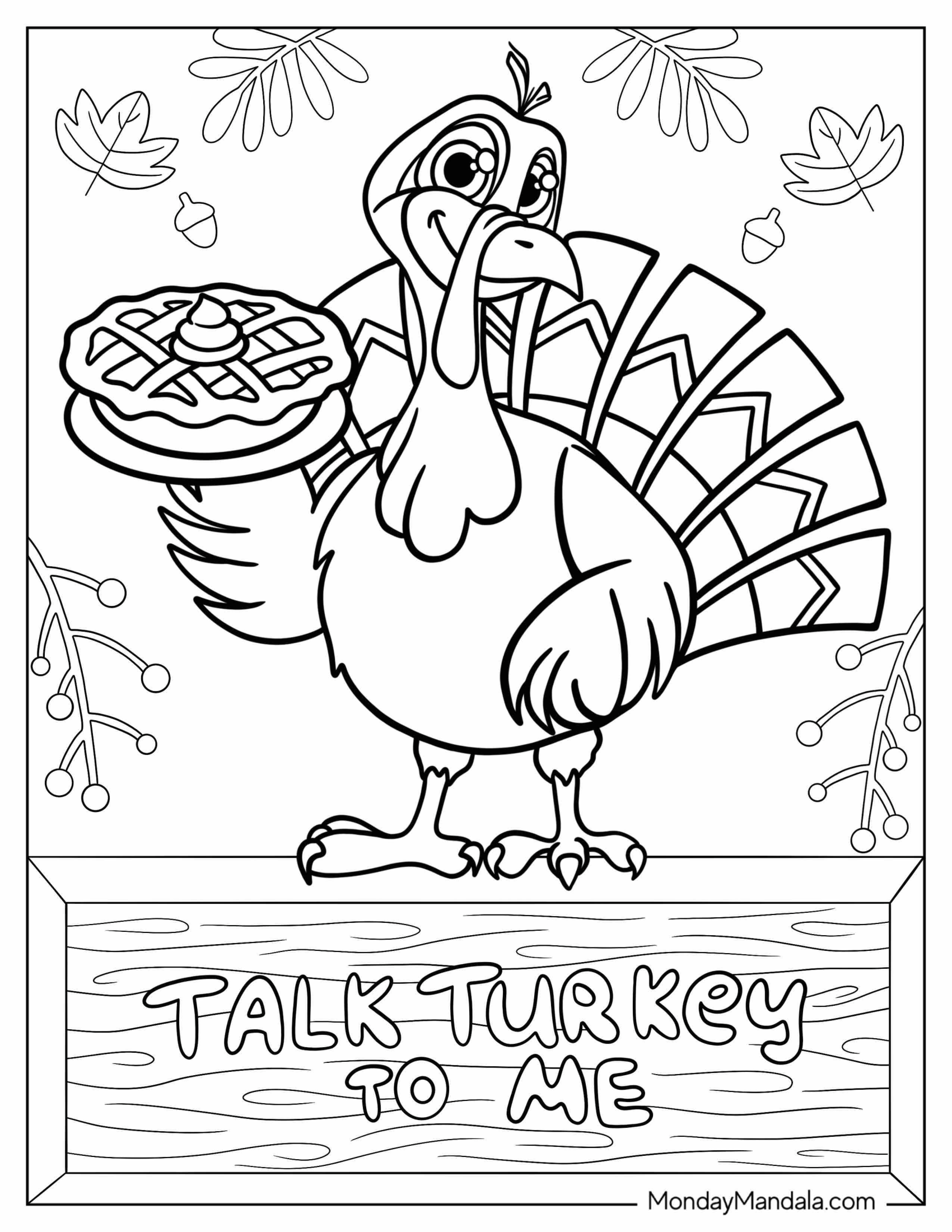 Coloring Page Of Thanksgiving Turkey With Pumpkin Pie