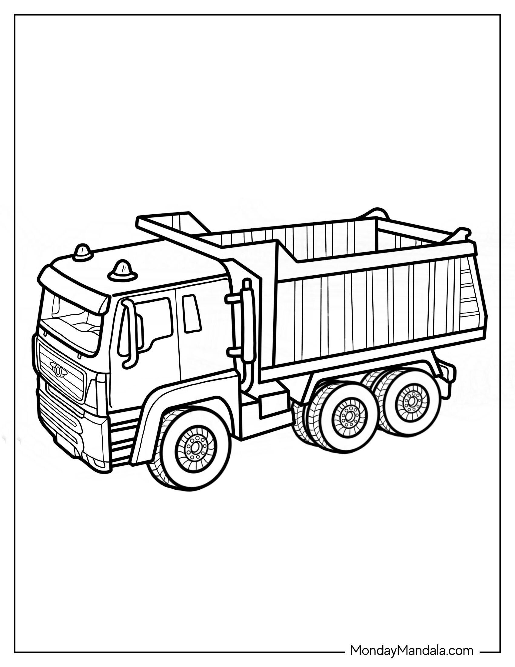 Coloring Page Of a Dump Truck