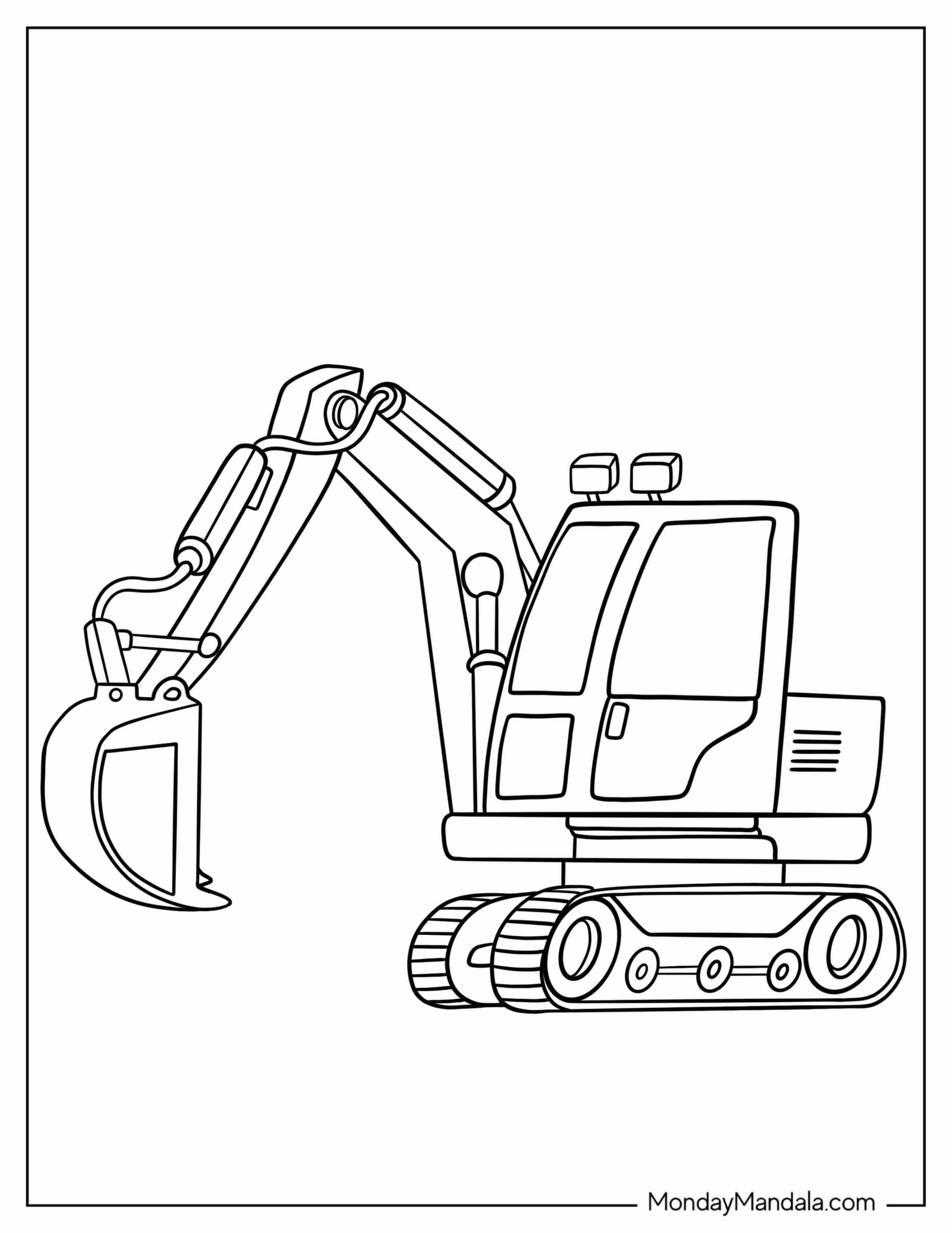 Coloring Page Of a Easy Excavator