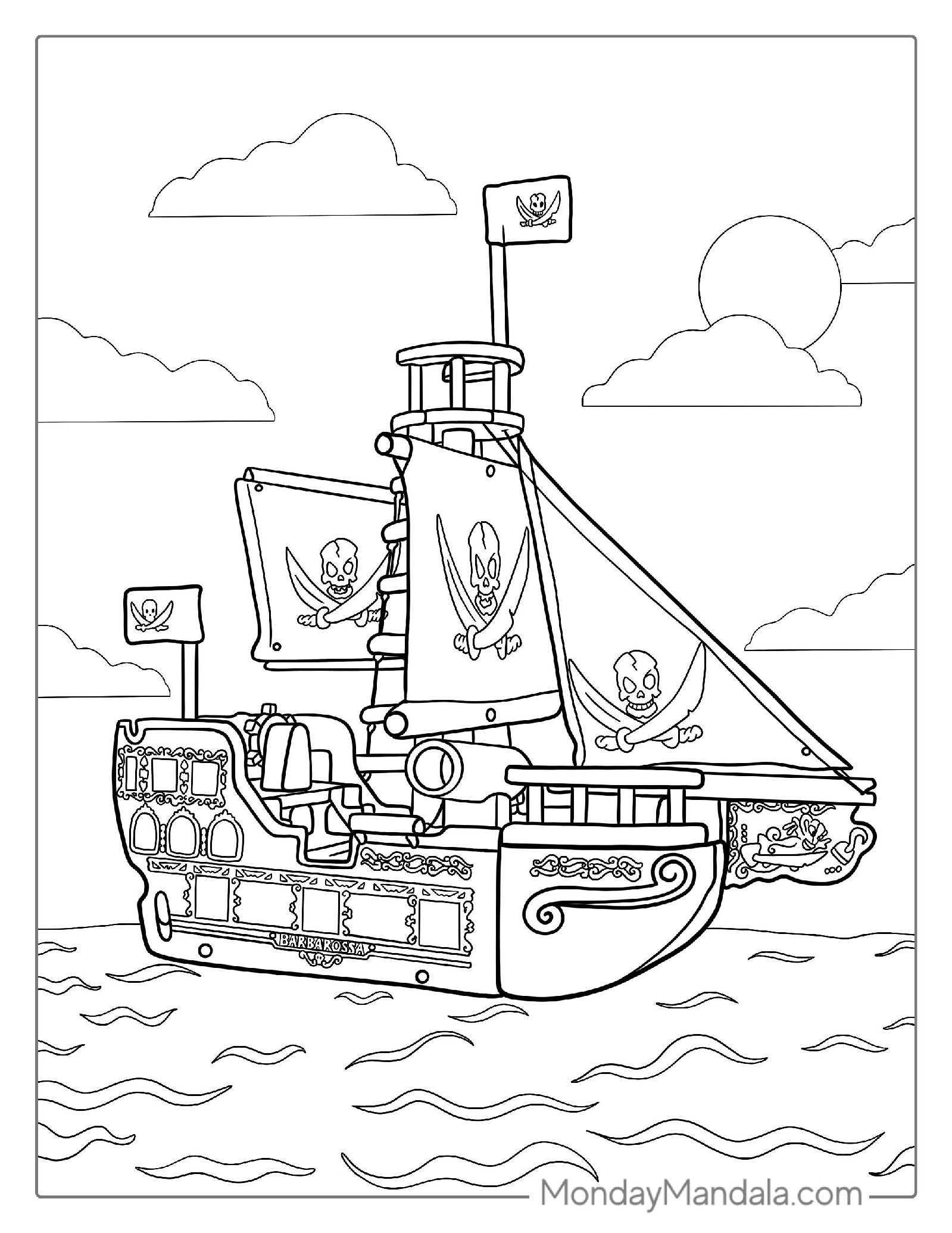 Coloring Page Of a Pirate Ship