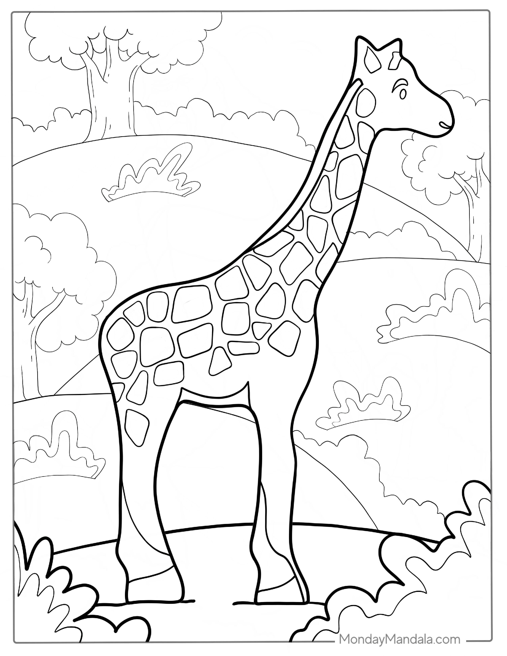 Coloring Picture Of a Giraffe For Toddlers