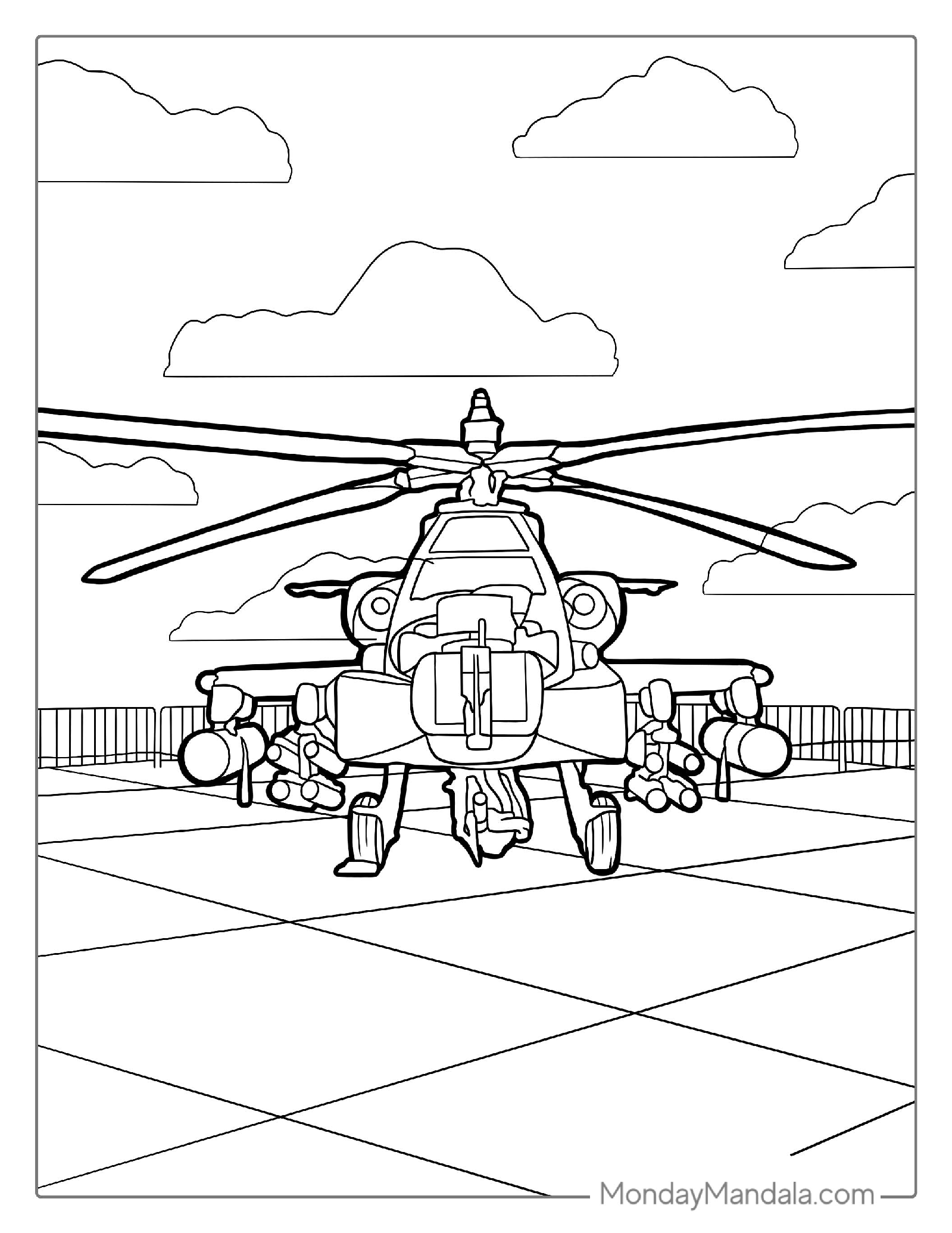 Coloring Sheet Of Apache Helicopter