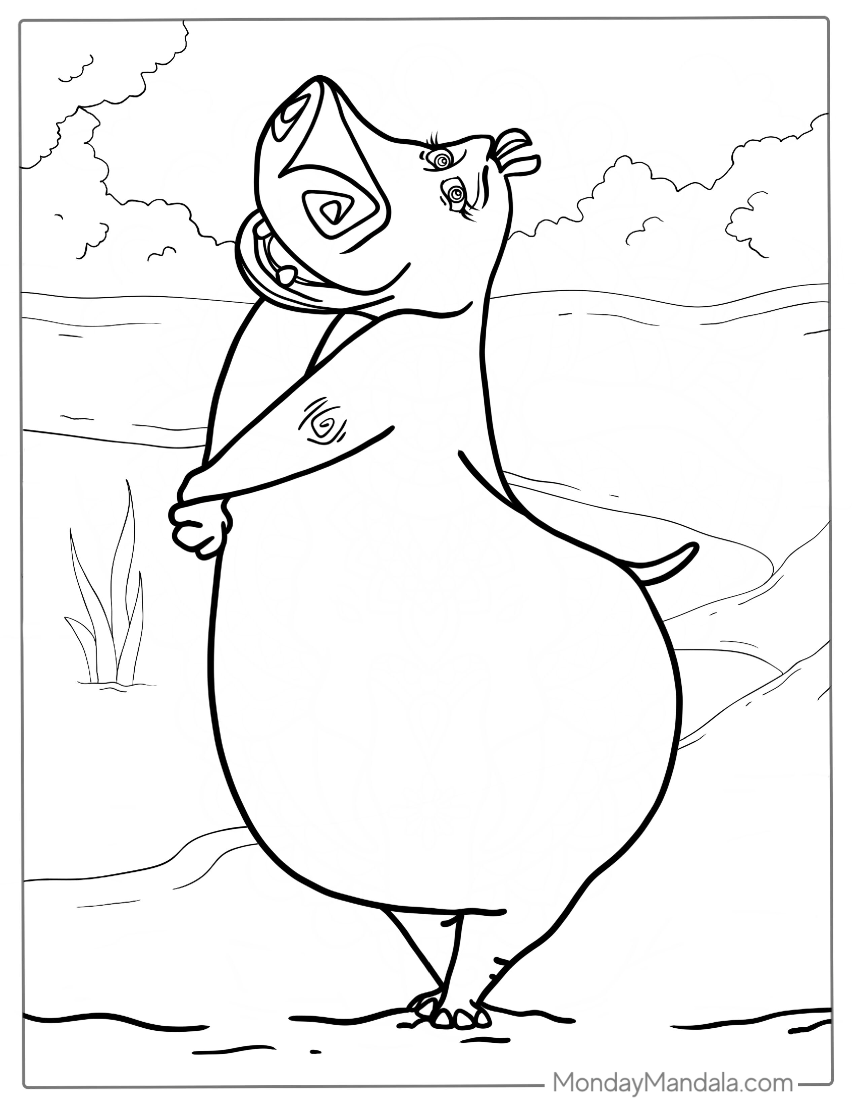 Coloring Sheet Of Gloria The Hippo