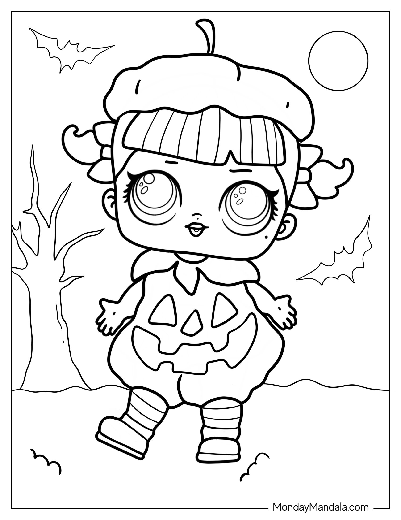 Coloring Sheet Of Halloween Themed LOL Surprise