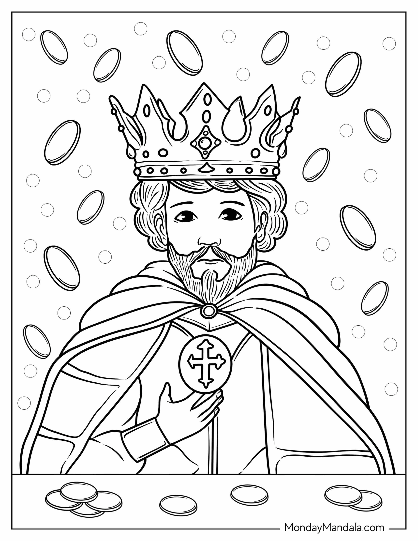 Coloring Sheet Of King Wearing Crown