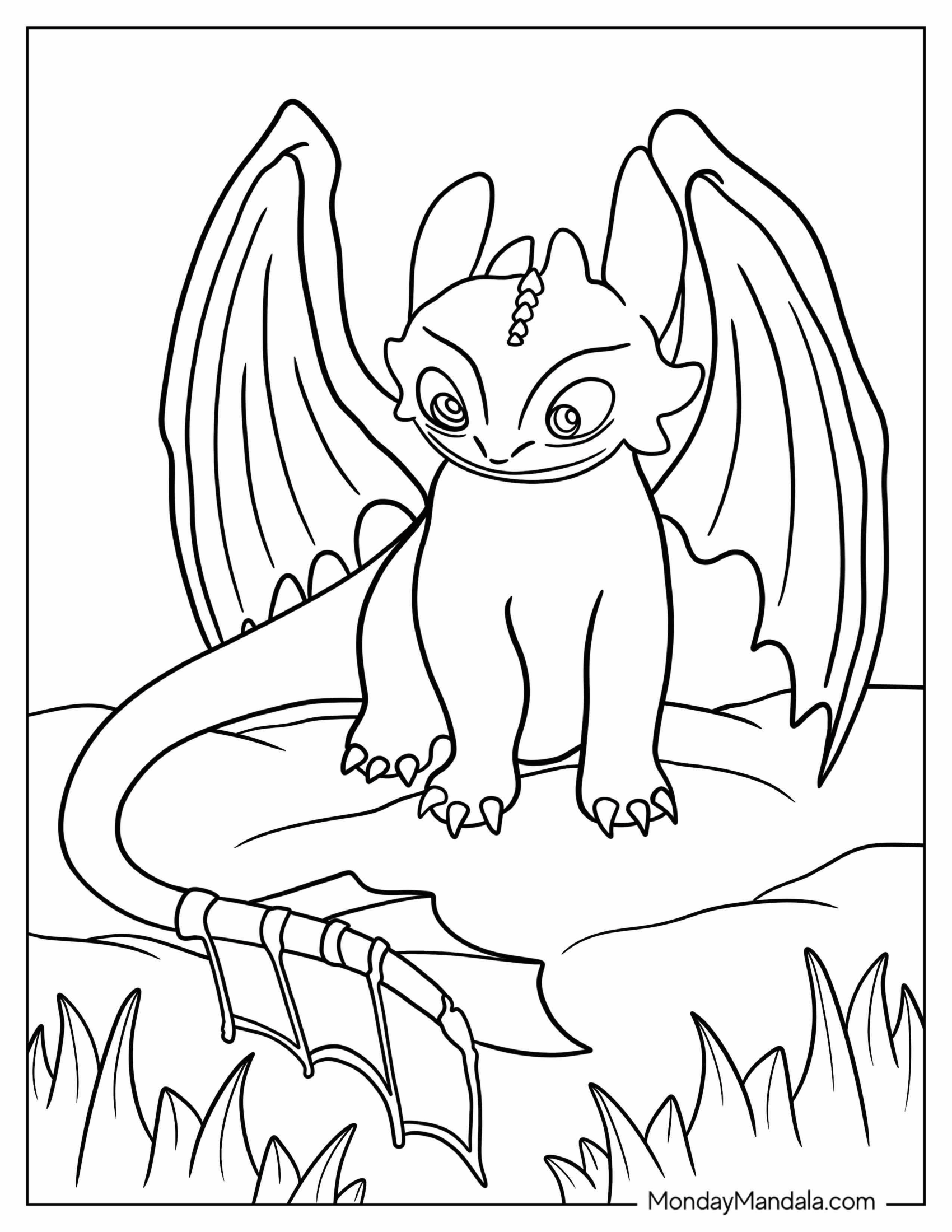 Coloring Sheet Of Night Fury Dragon