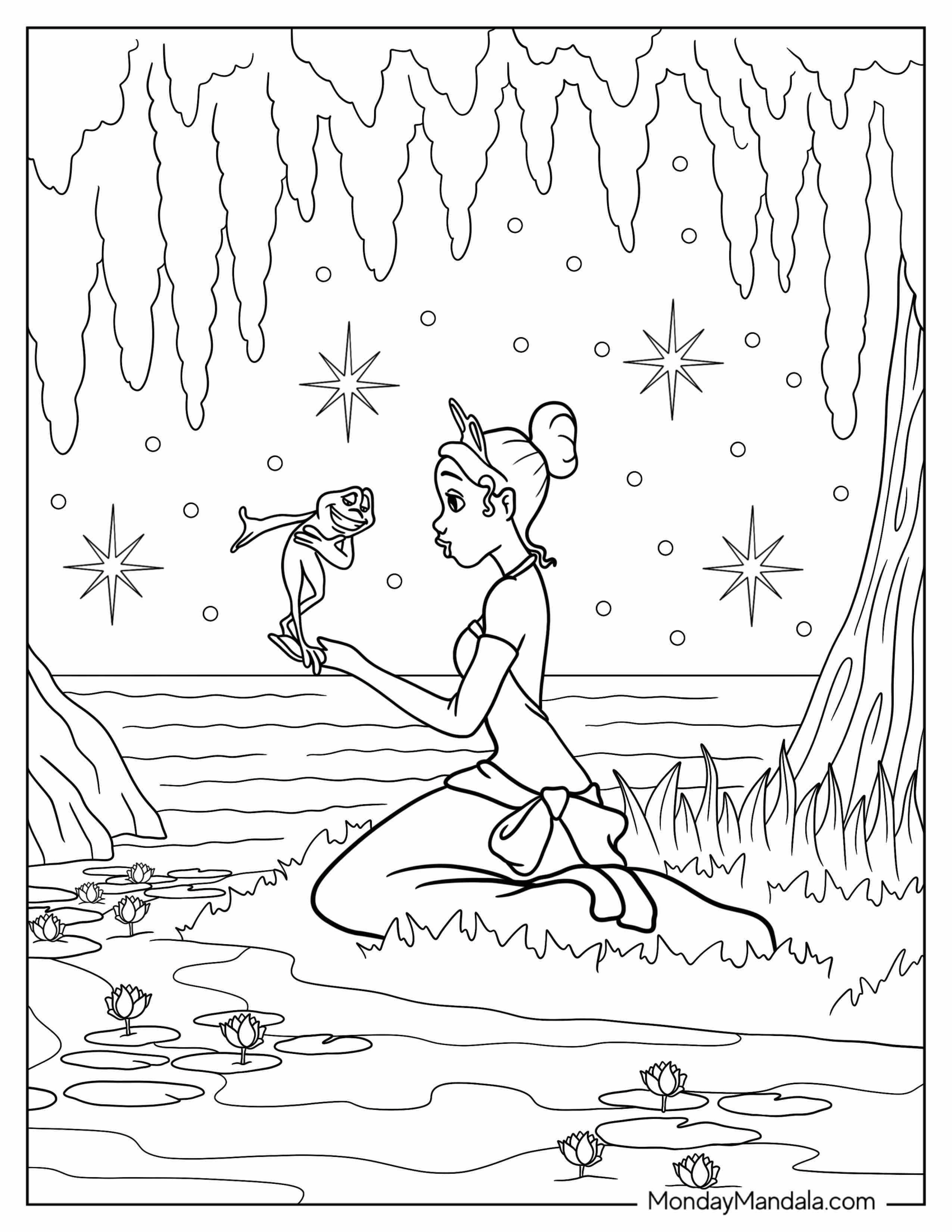 Coloring Sheet Of Princess And The Frog