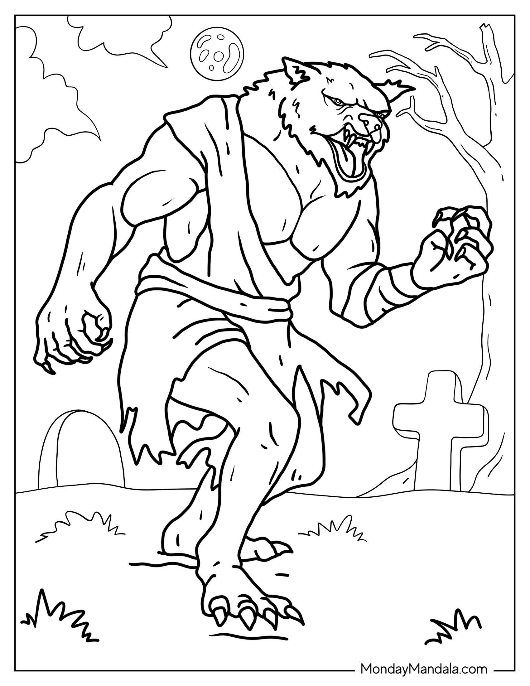 Coloring Sheet Of Werewolf Monster