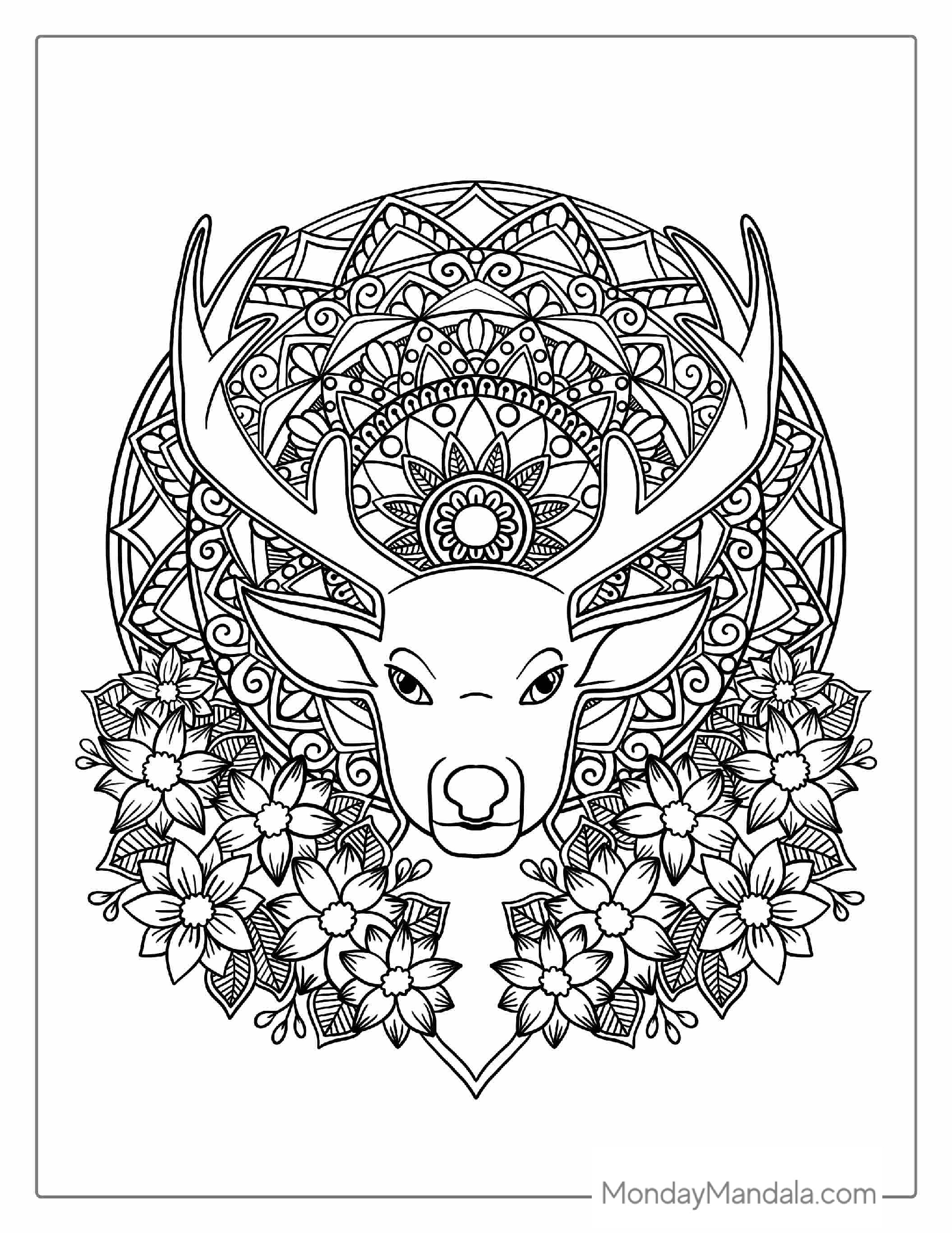 Coloring Sheet Of a Deer Mandala