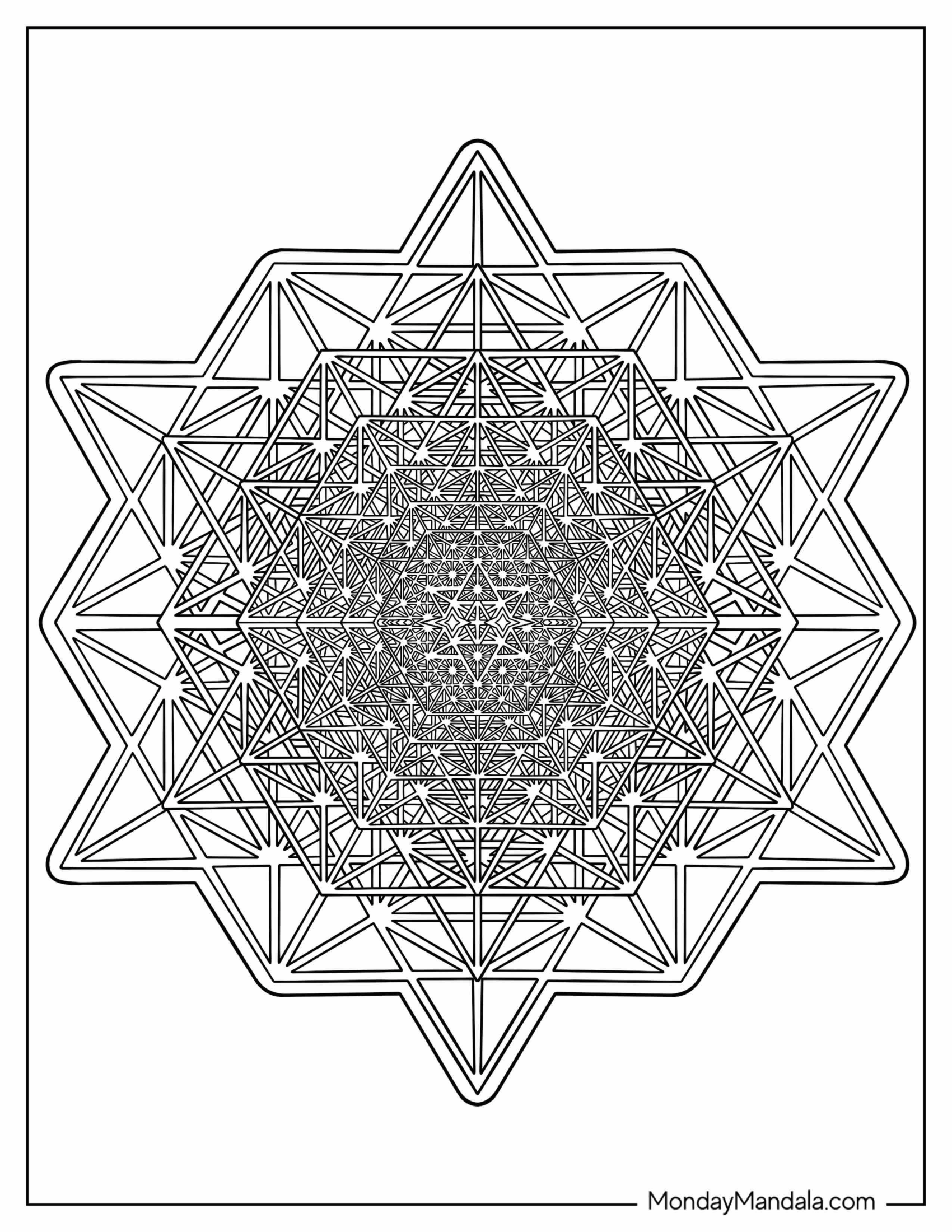 Complex Geometric Coloring Page Of Stars