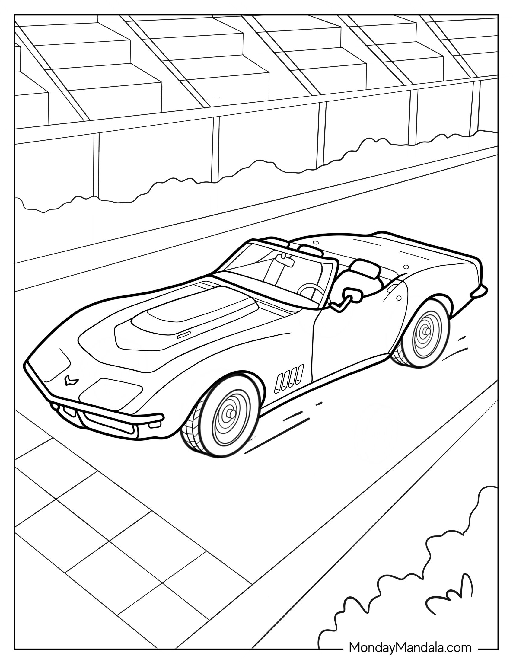 Convertible Corvette Car To Color