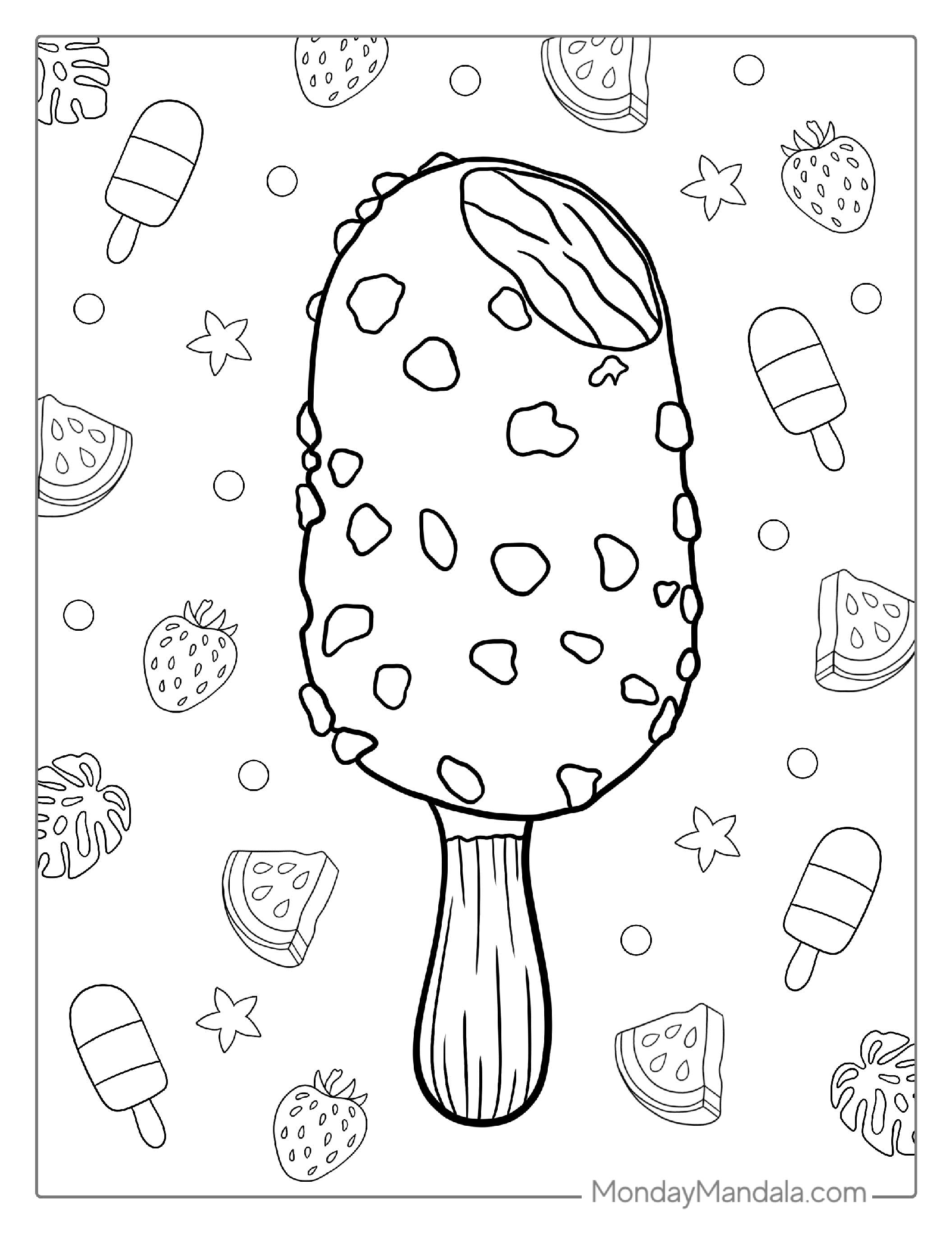 Cookies And Cream Ice Cream Bar Coloring Sheet