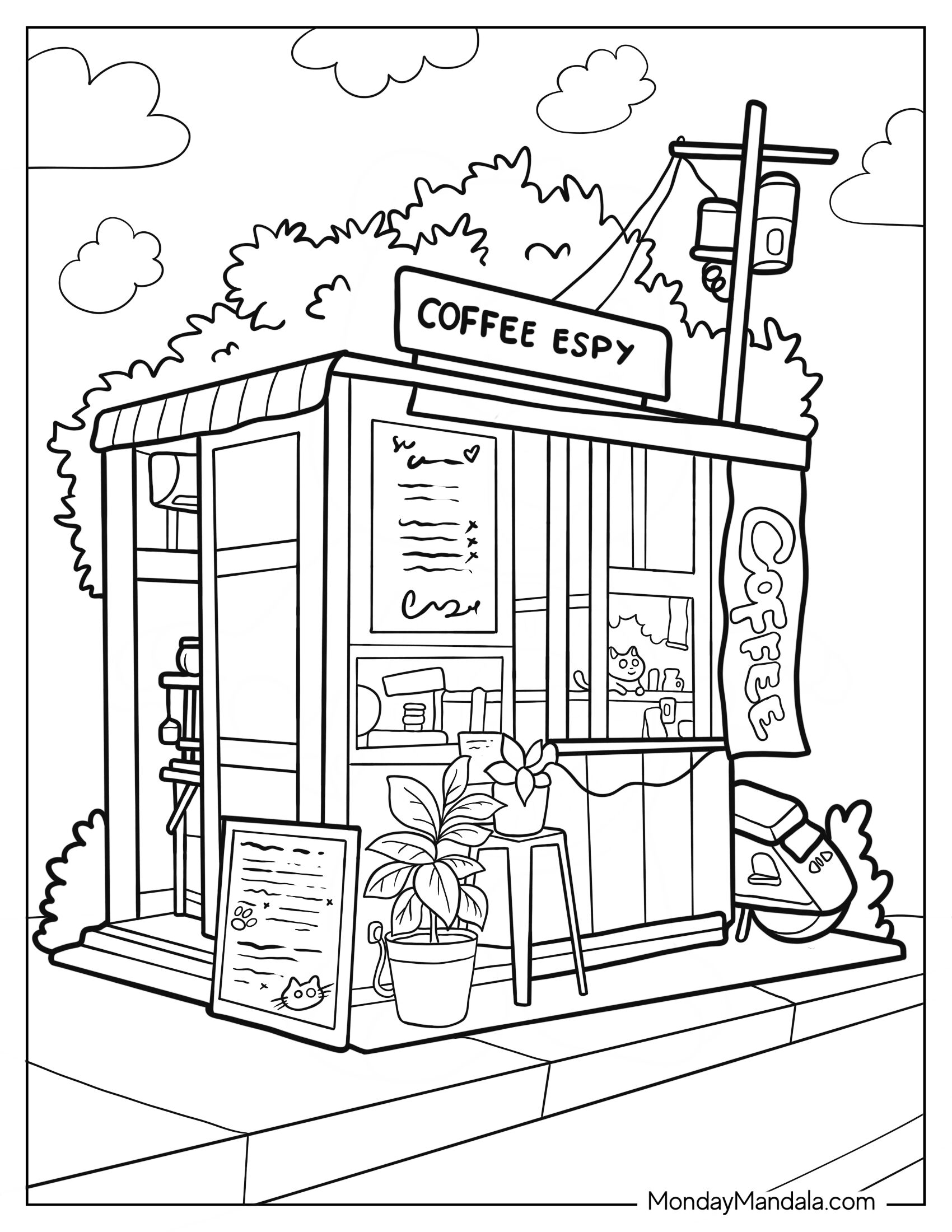 Cozy Coffee Coloring Page Shack