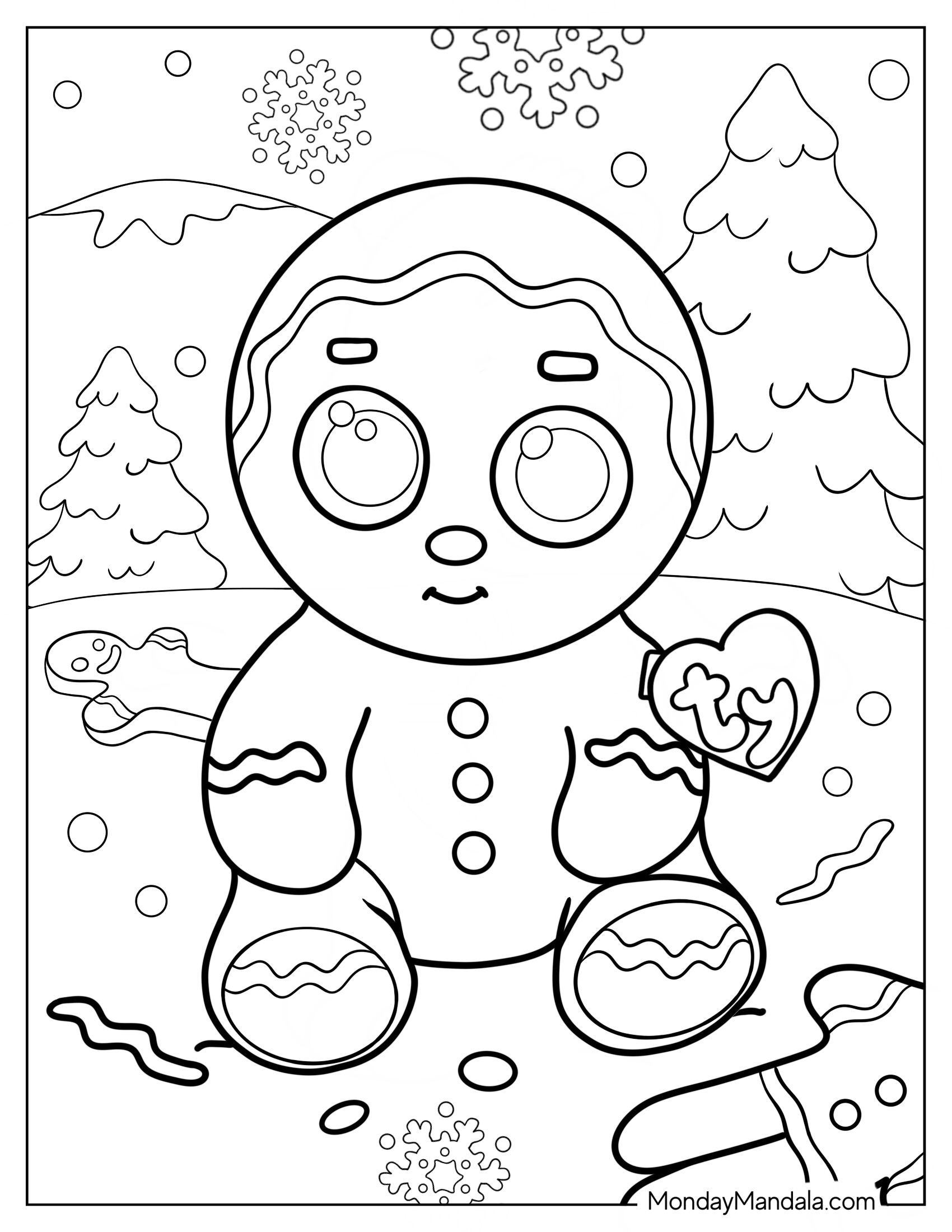 Crispin Gingerbread Man Beanie Boo Coloring Page