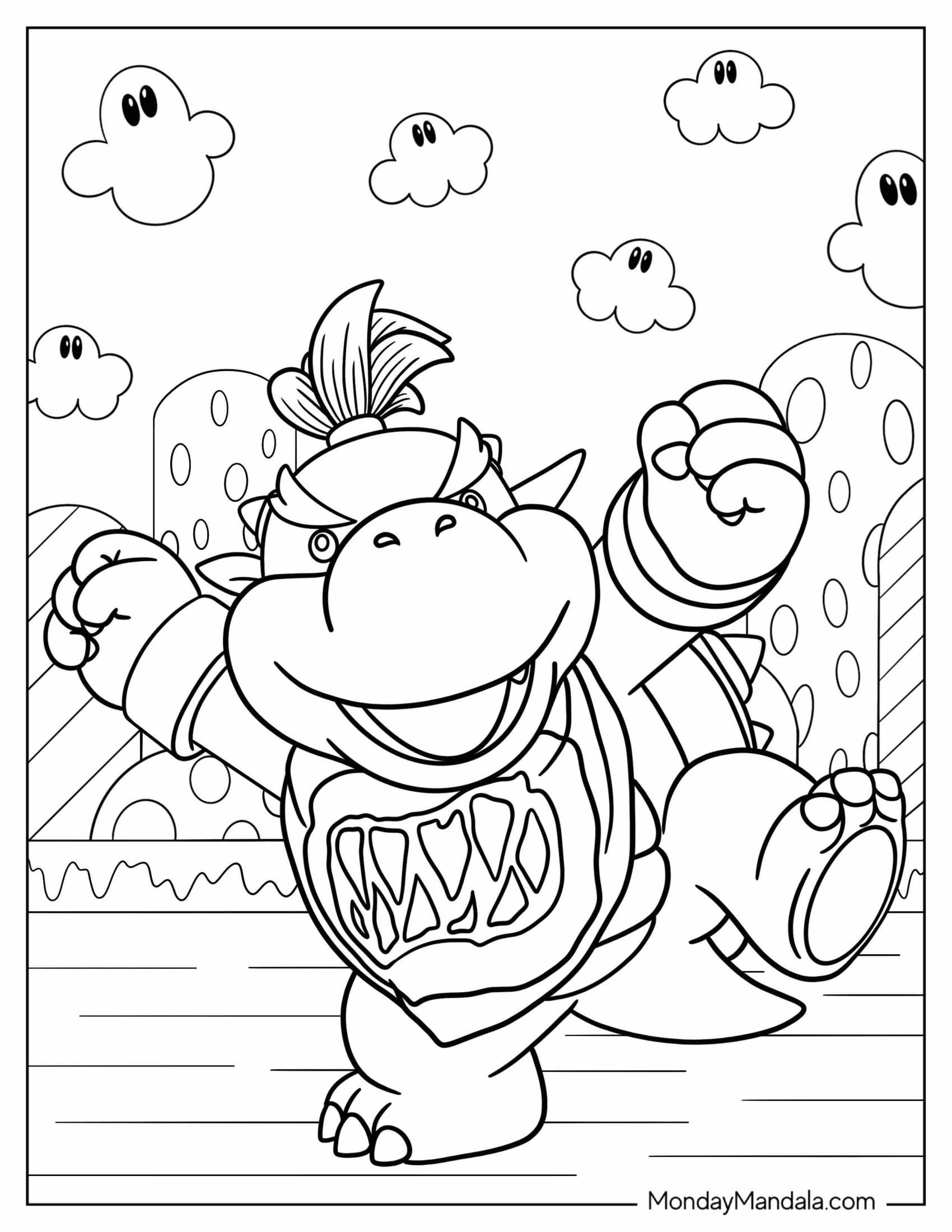 Cute Baby Bowser Coloring Page For Kids