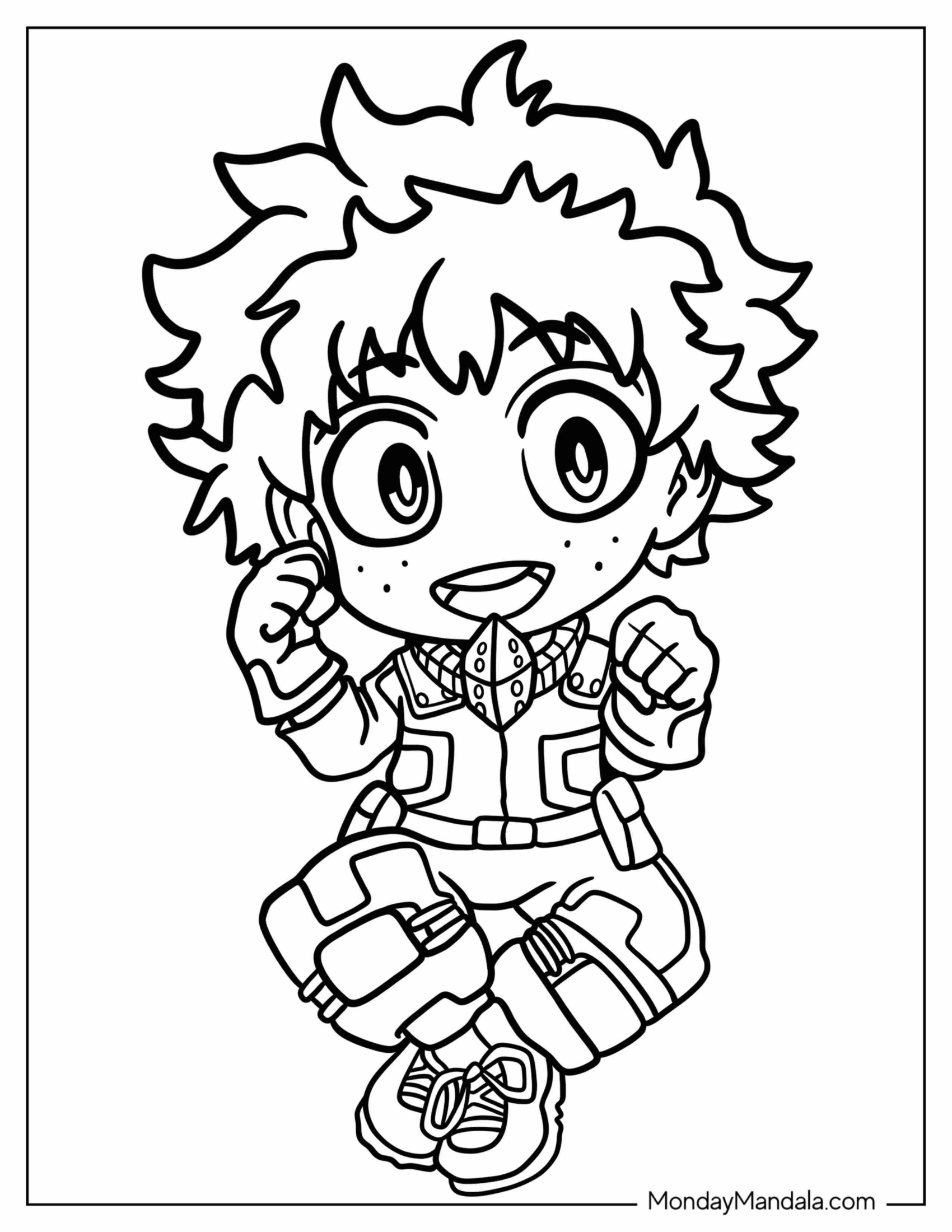 Cute Baby Izuku Midoriya Deku Coloring Page For Preschoolers