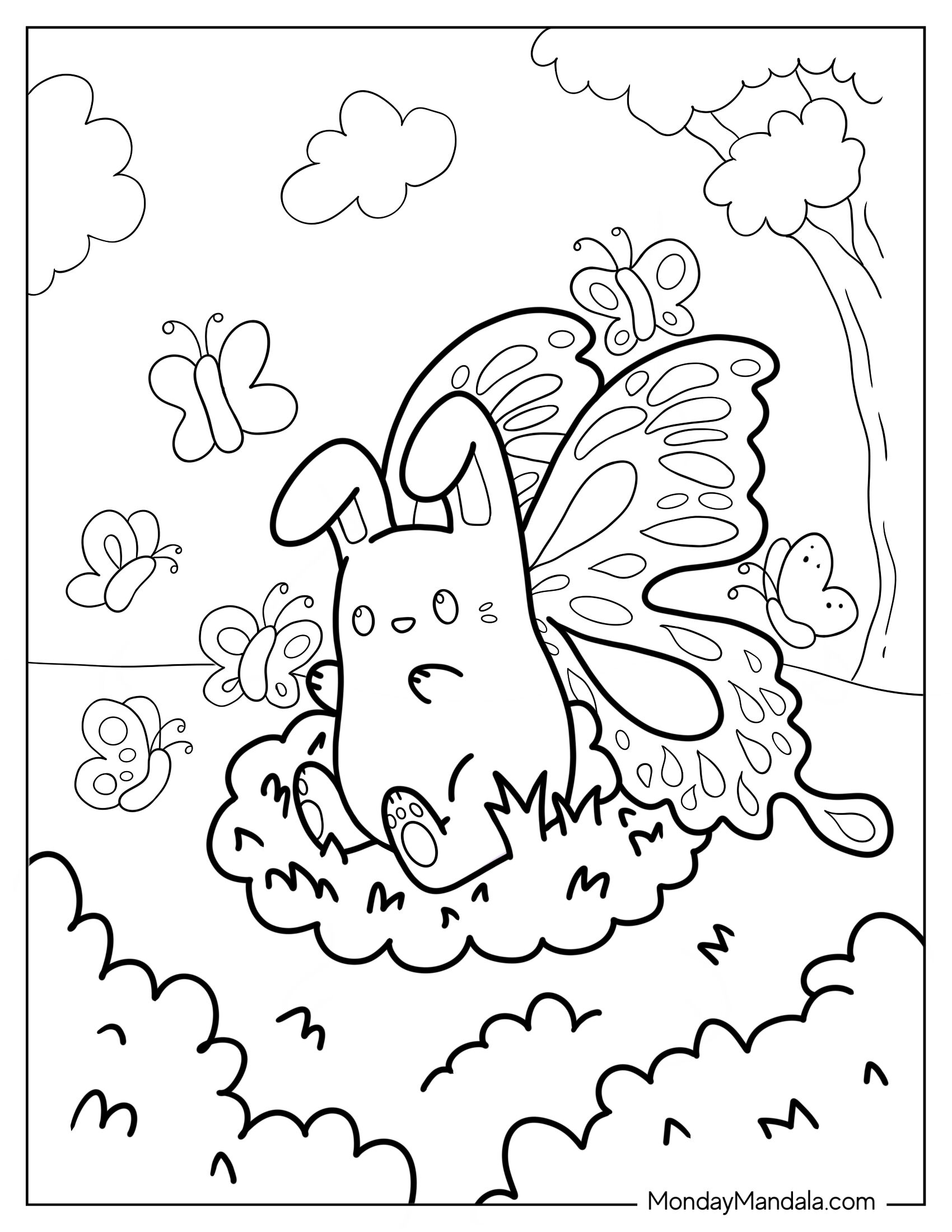 Cute Coloring Page Of Bunny With Butterfly Wings