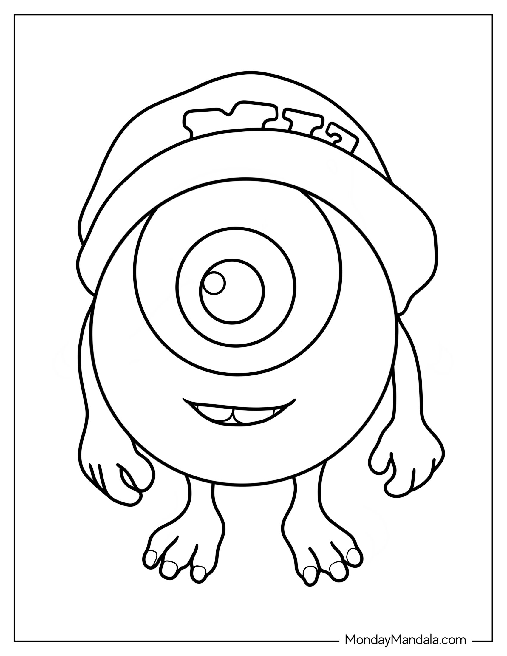 Cute Coloring Page Of Easy Minion For Preschoolers