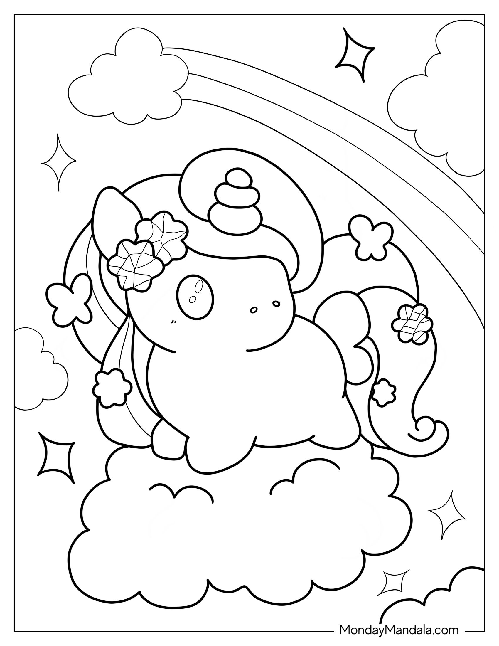 Cute Coloring Page Of Kawaii Chibi Unicorn For Preschoolers