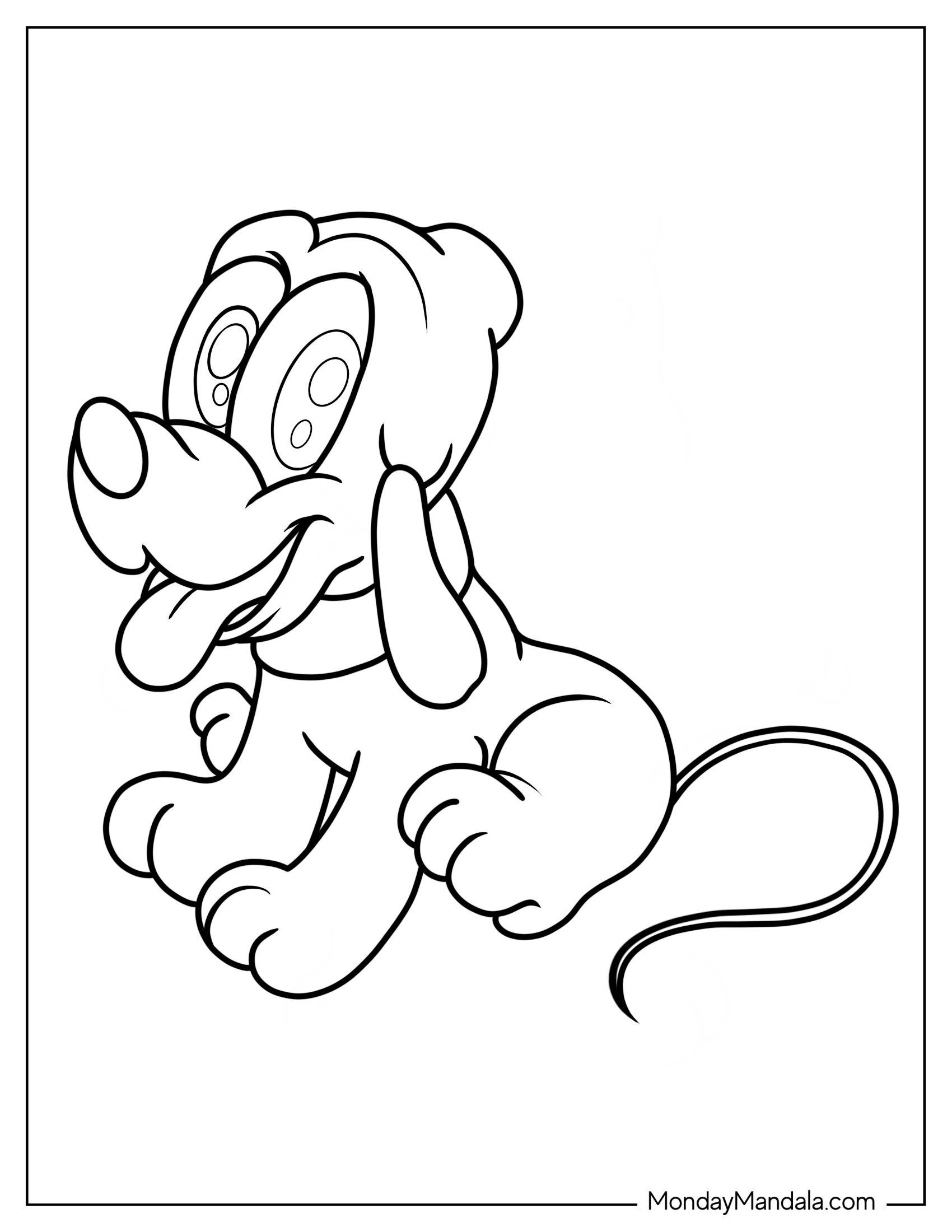 Cute Coloring Page Of Puppy Pluto For Kids