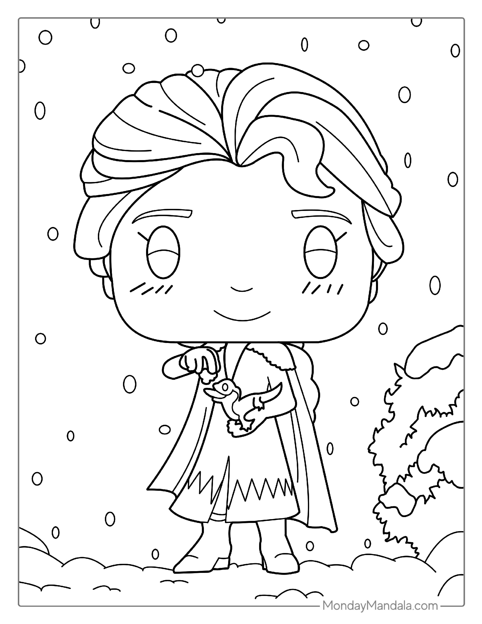 Cute Elsa Funko Pop Coloring For Preschoolers