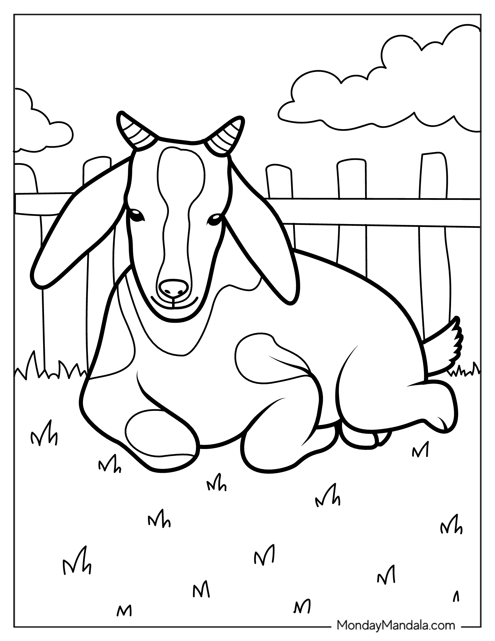 Cute Farm Goat Coloring Sheet