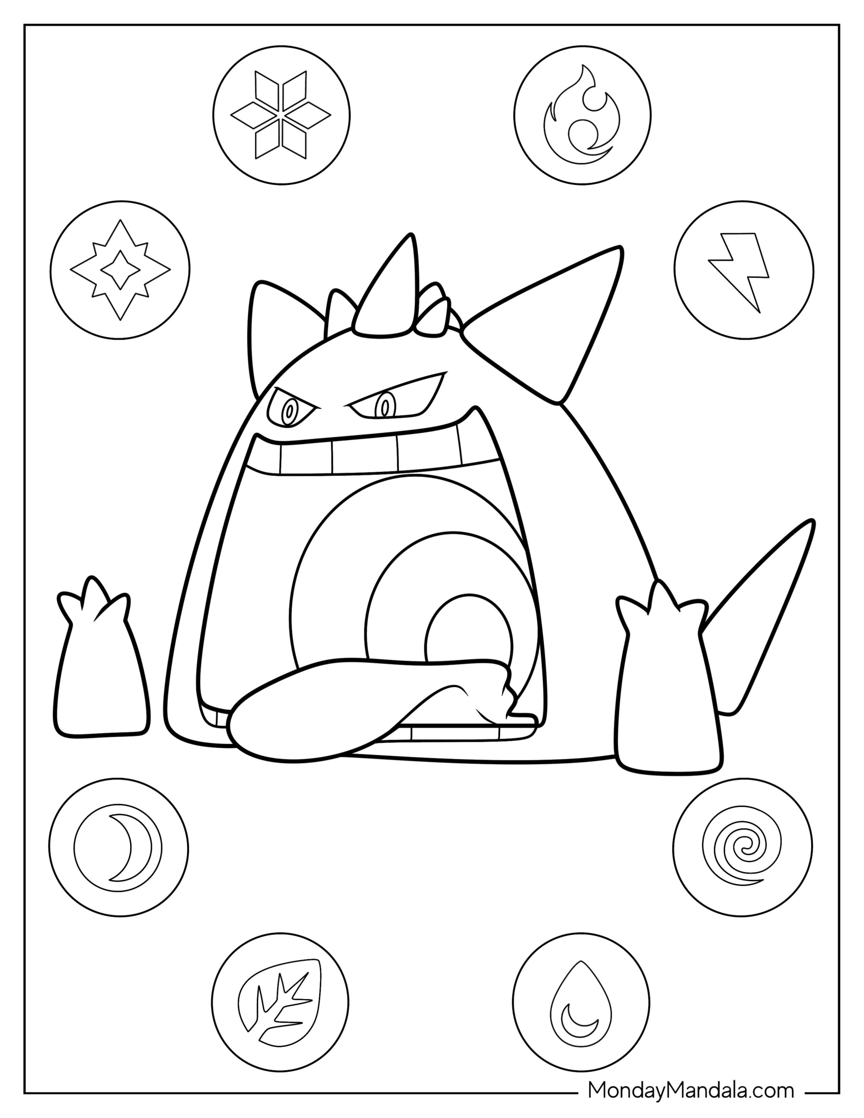 Cute Gigantamax Gengar Coloring Page