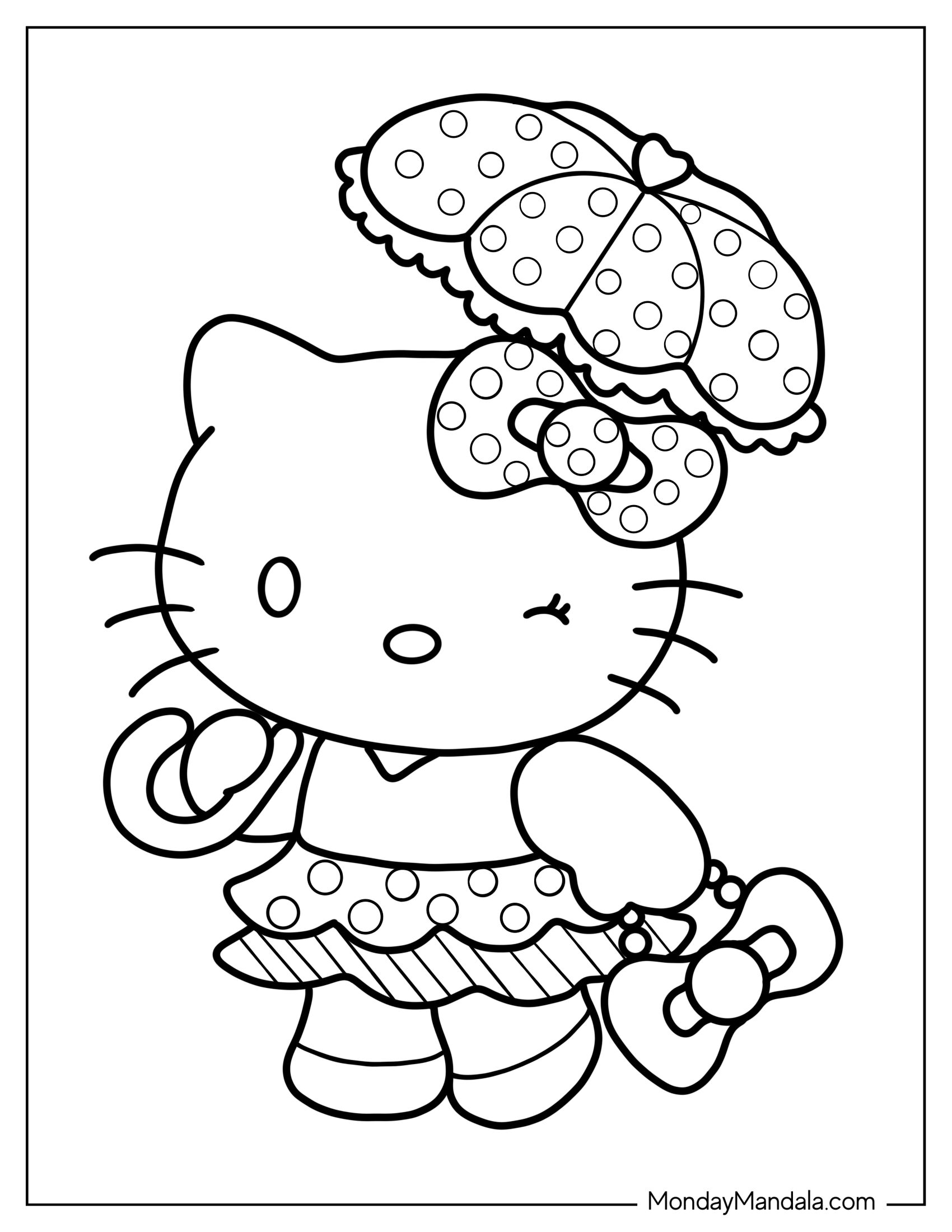 Cute Hello Kitty Wearing Polka Dots