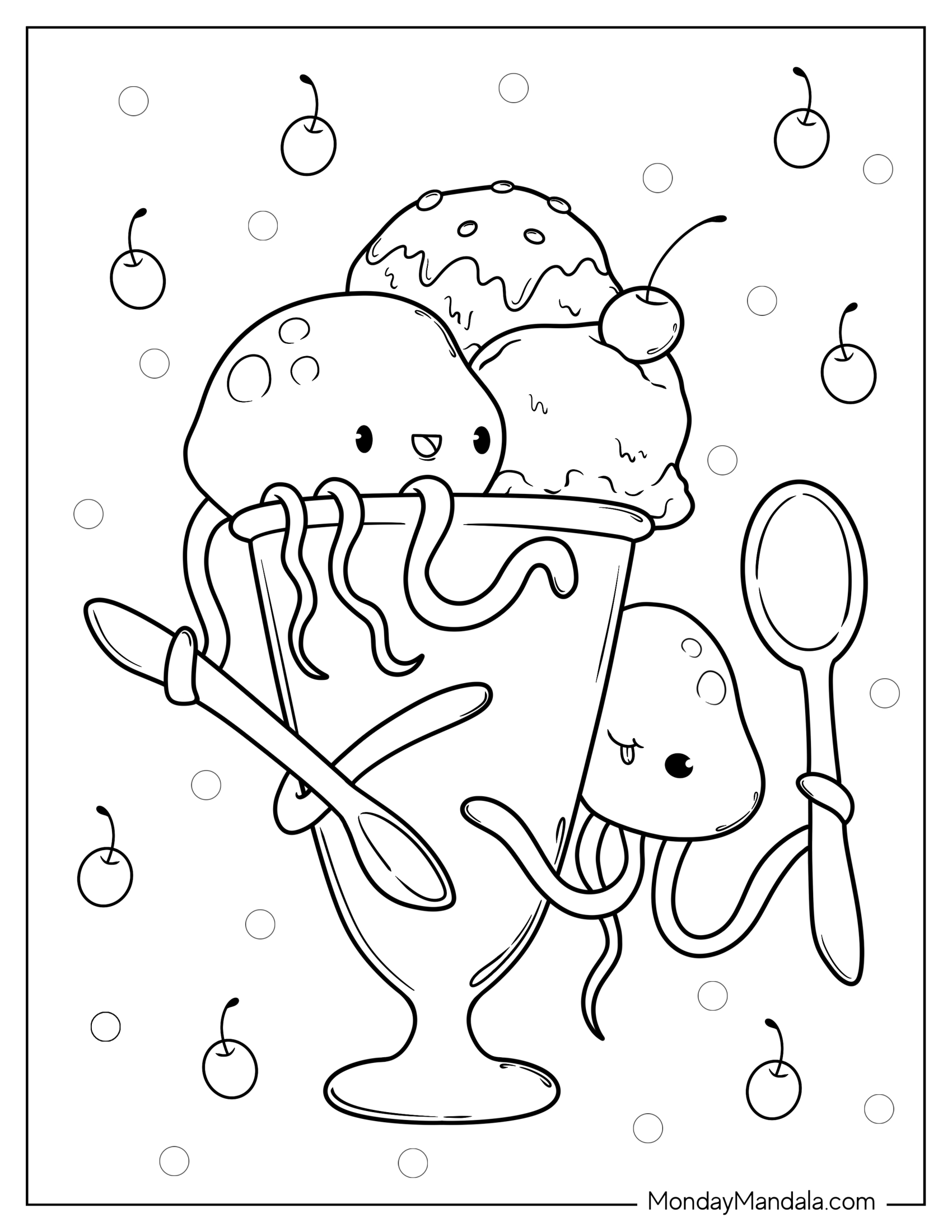 Cute Jellyfish Coloring Page Eating Ice Cream Cone