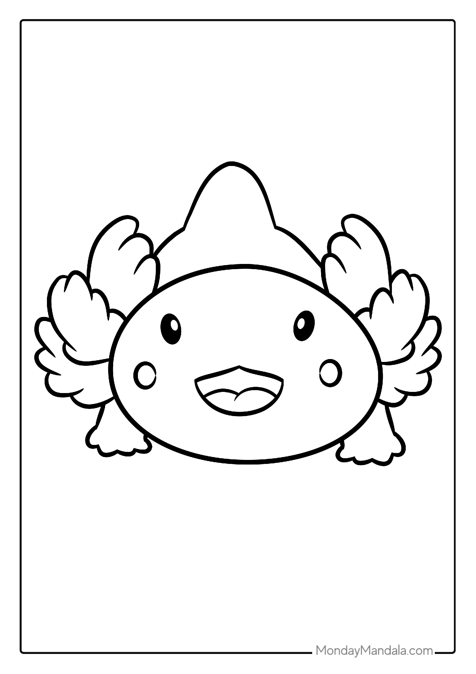 Cute Kawaii Axolotl Coloring Page