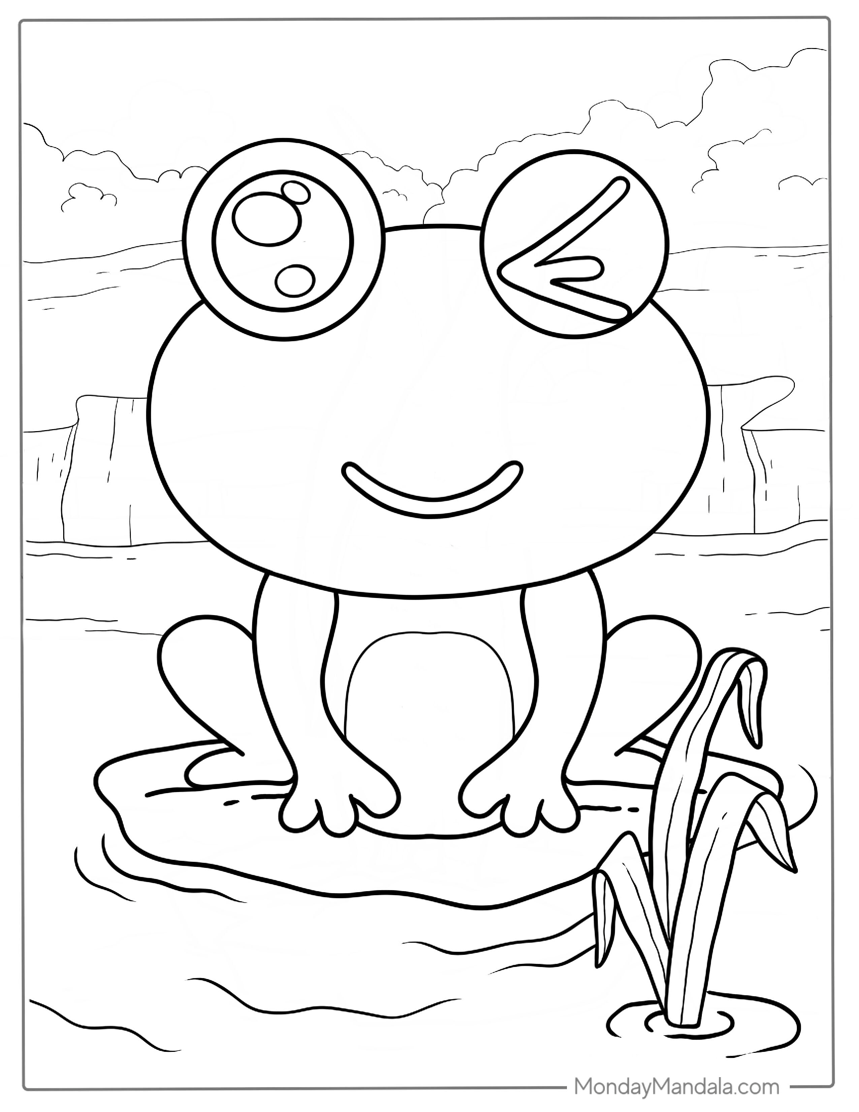 Cute Kawaii Frog Coloring Sheet