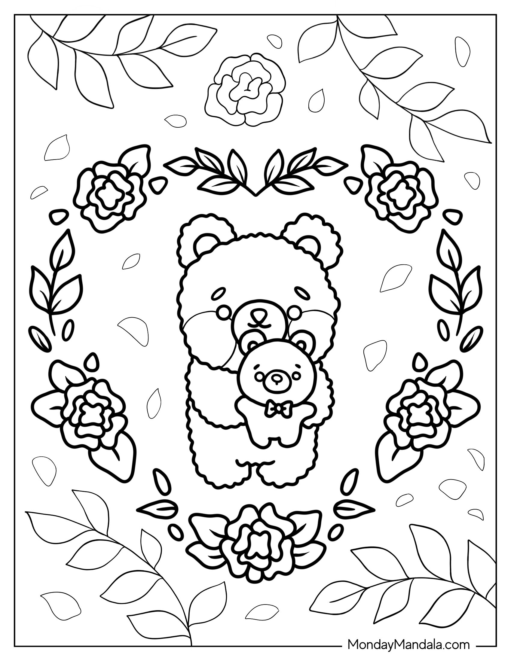 Cute Kawaii Teddy Bear To Color