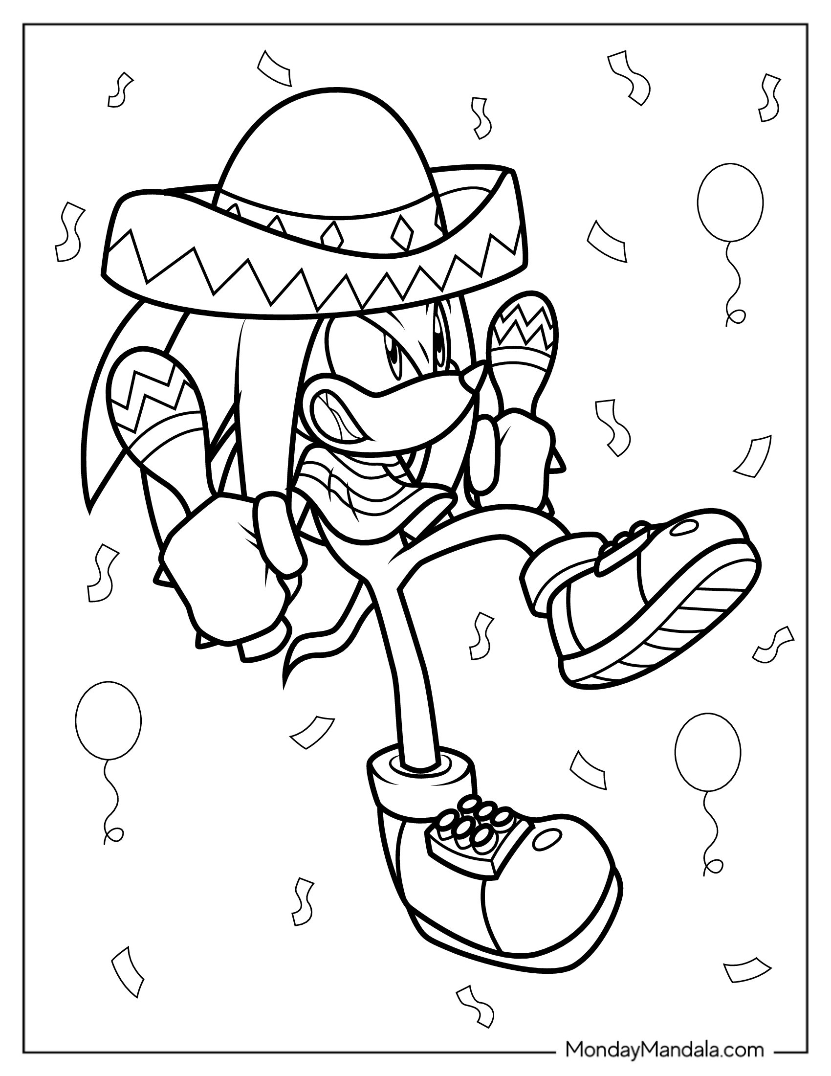 Cute Knuckles In Sombrero And Holding Maracas