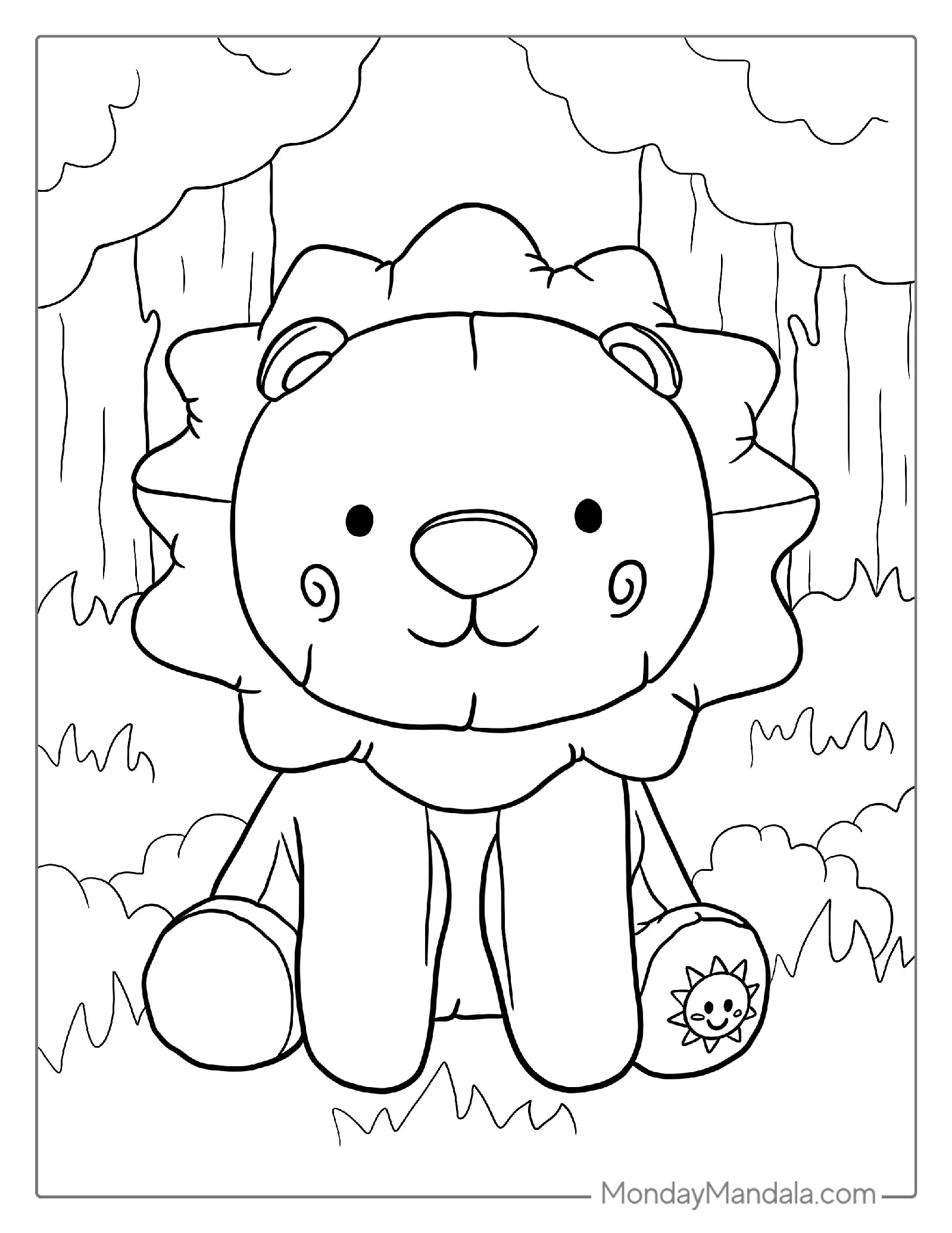 Cute Lion Coloring Page For Preschoolers(1)