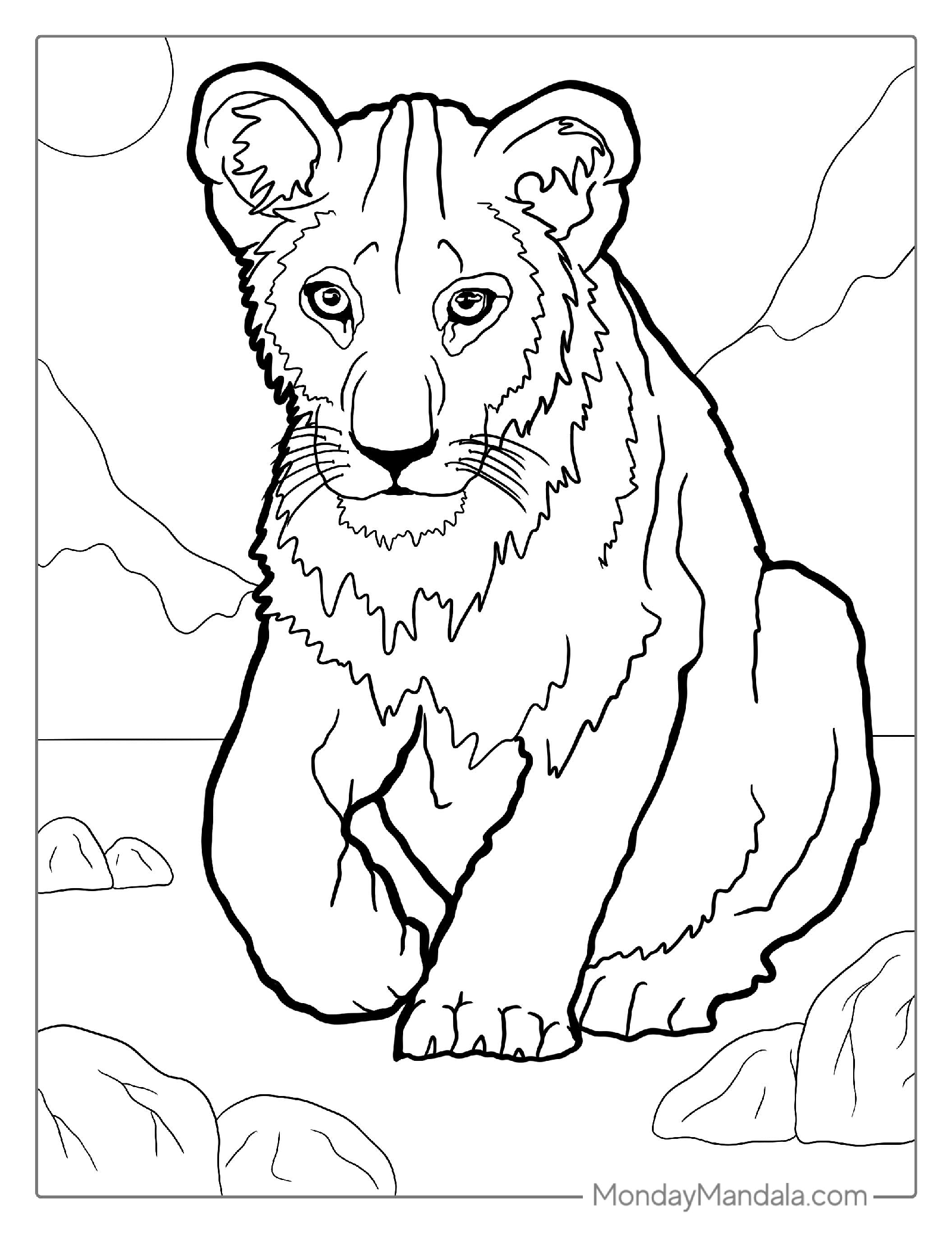 Cute Lion Cub To Color