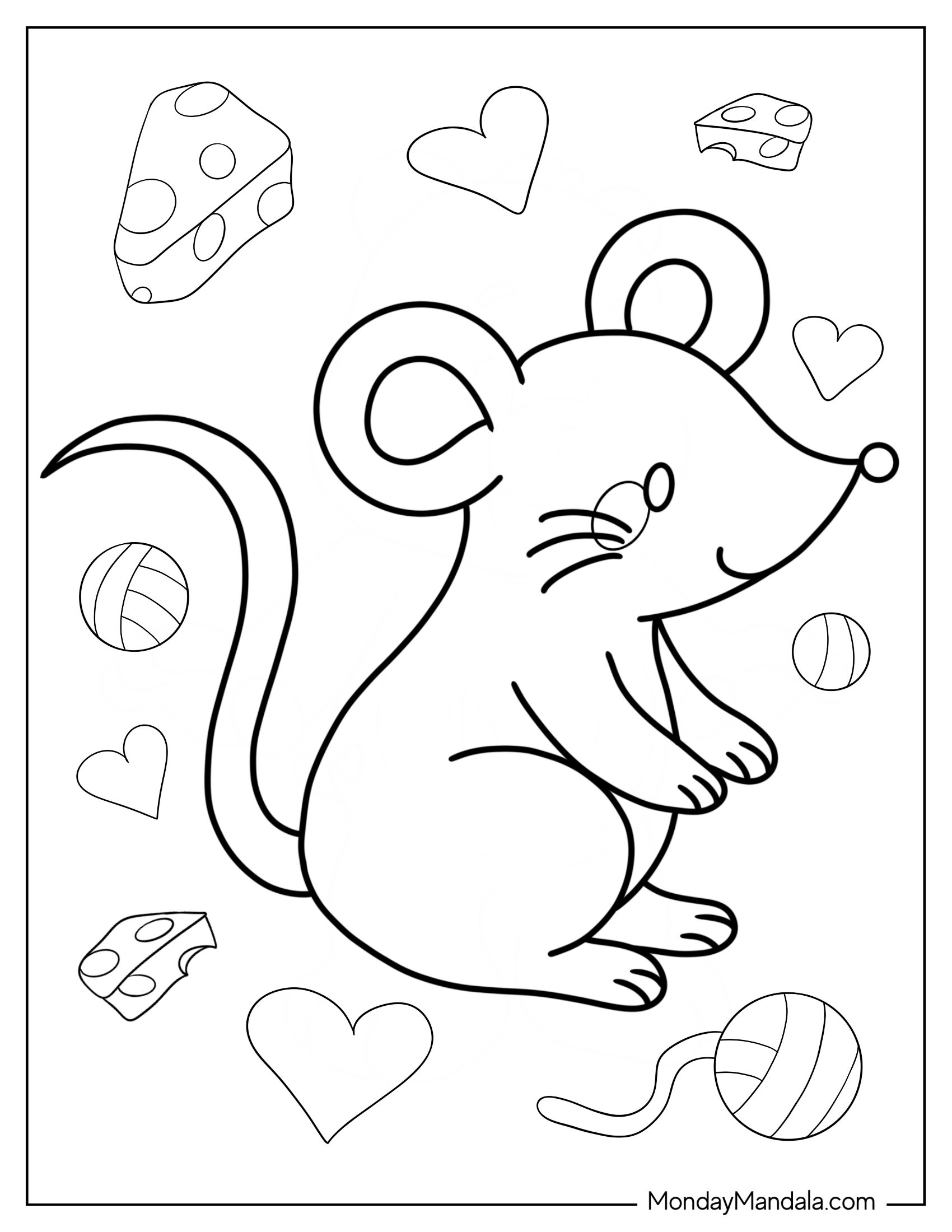 Cute Mouse Coloring Page For Kids