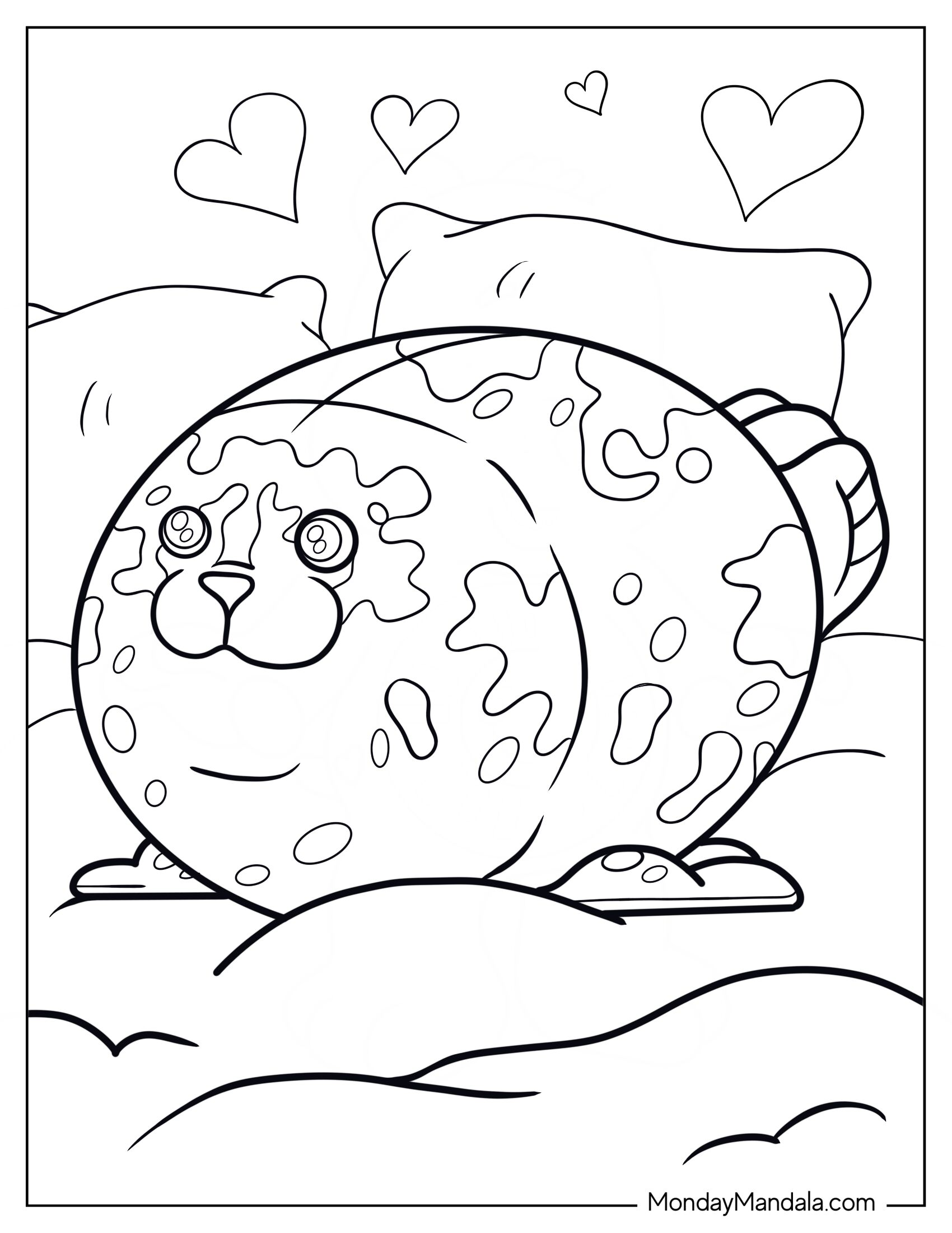 Cute Seal Coloring Page Stuffed Toy On A Bed