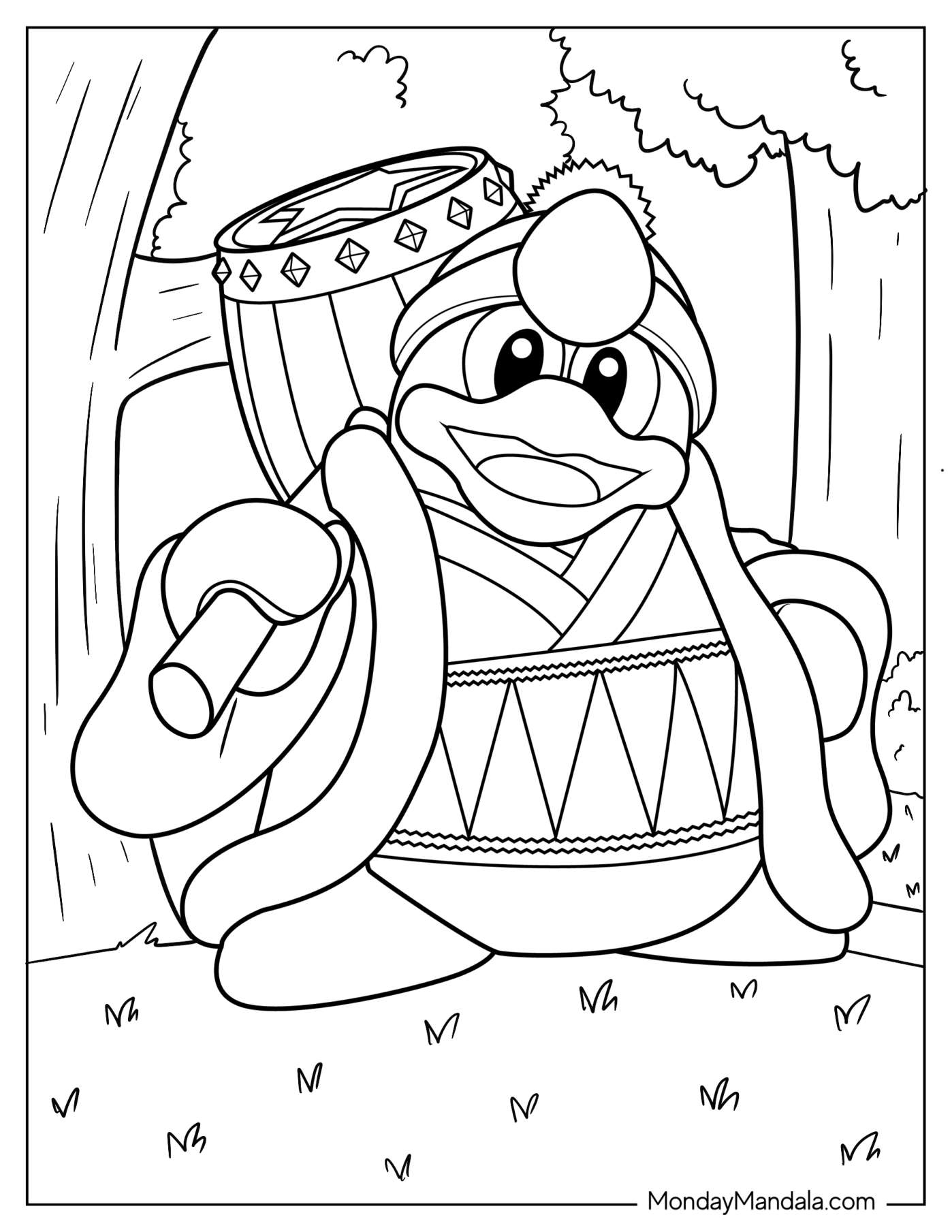 Cute Super Smash Bros Coloring Page Of King Dedede With Hammer