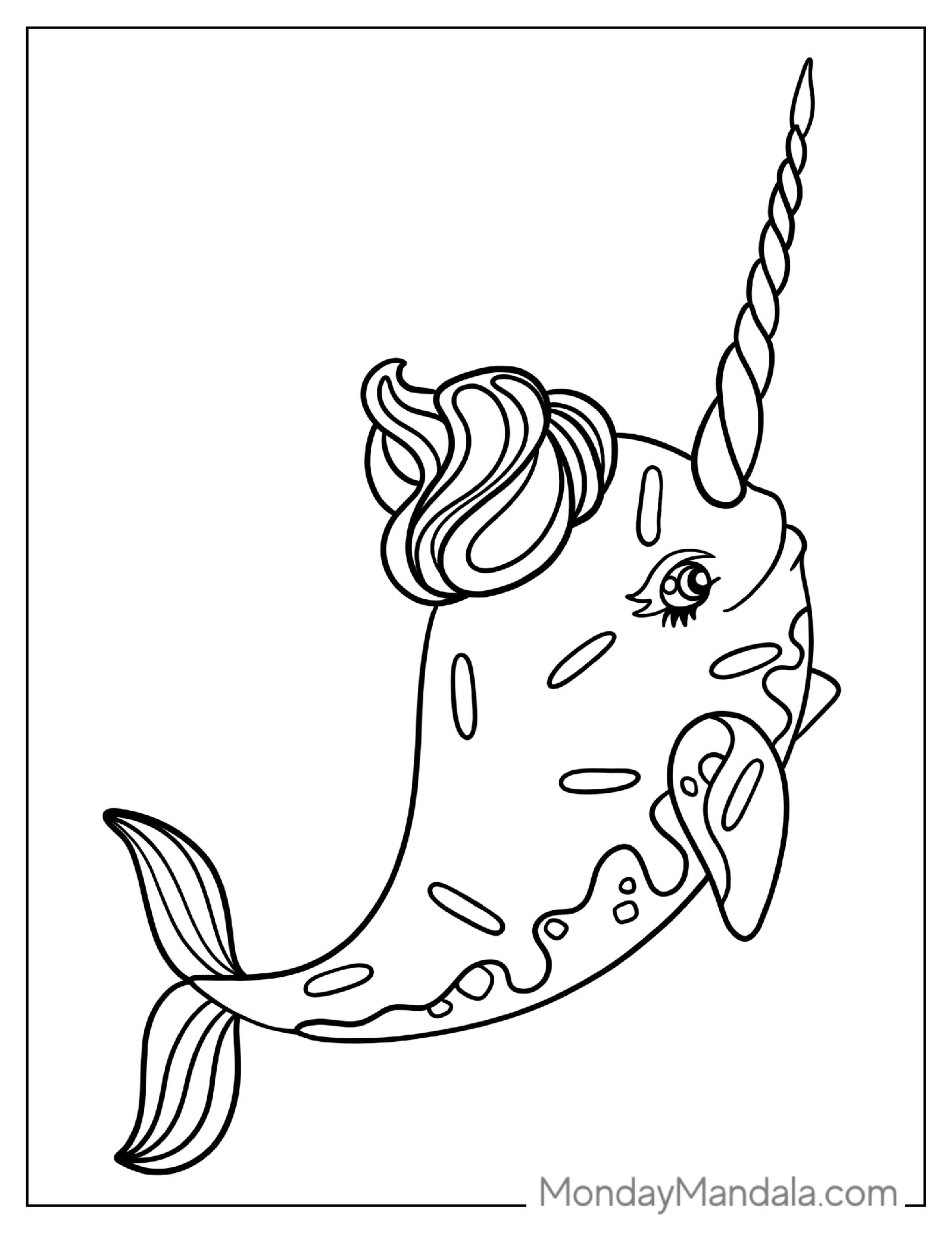 Cute Unicorn Narwhal To Color