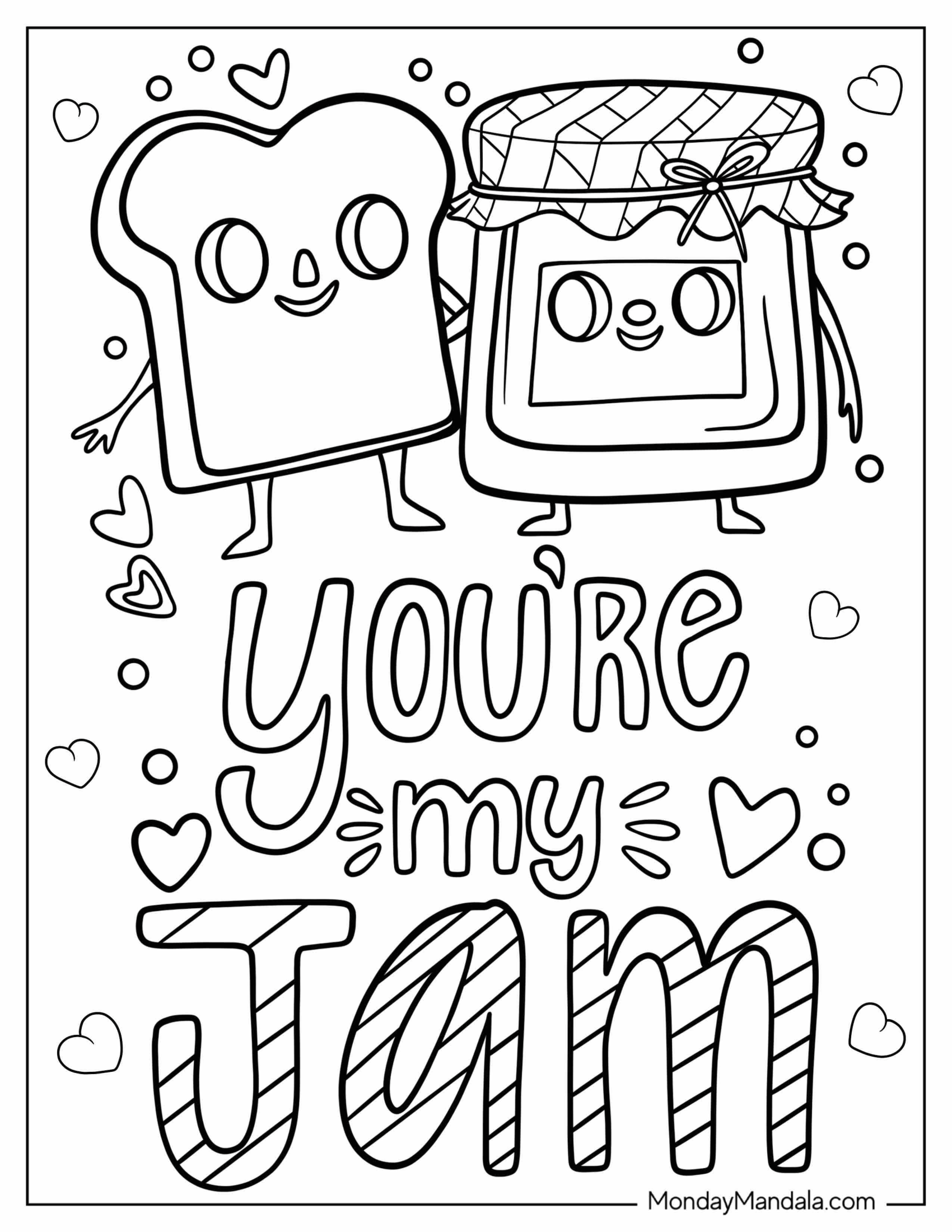 Cute You re My Jam Valentine's Day Coloring Page