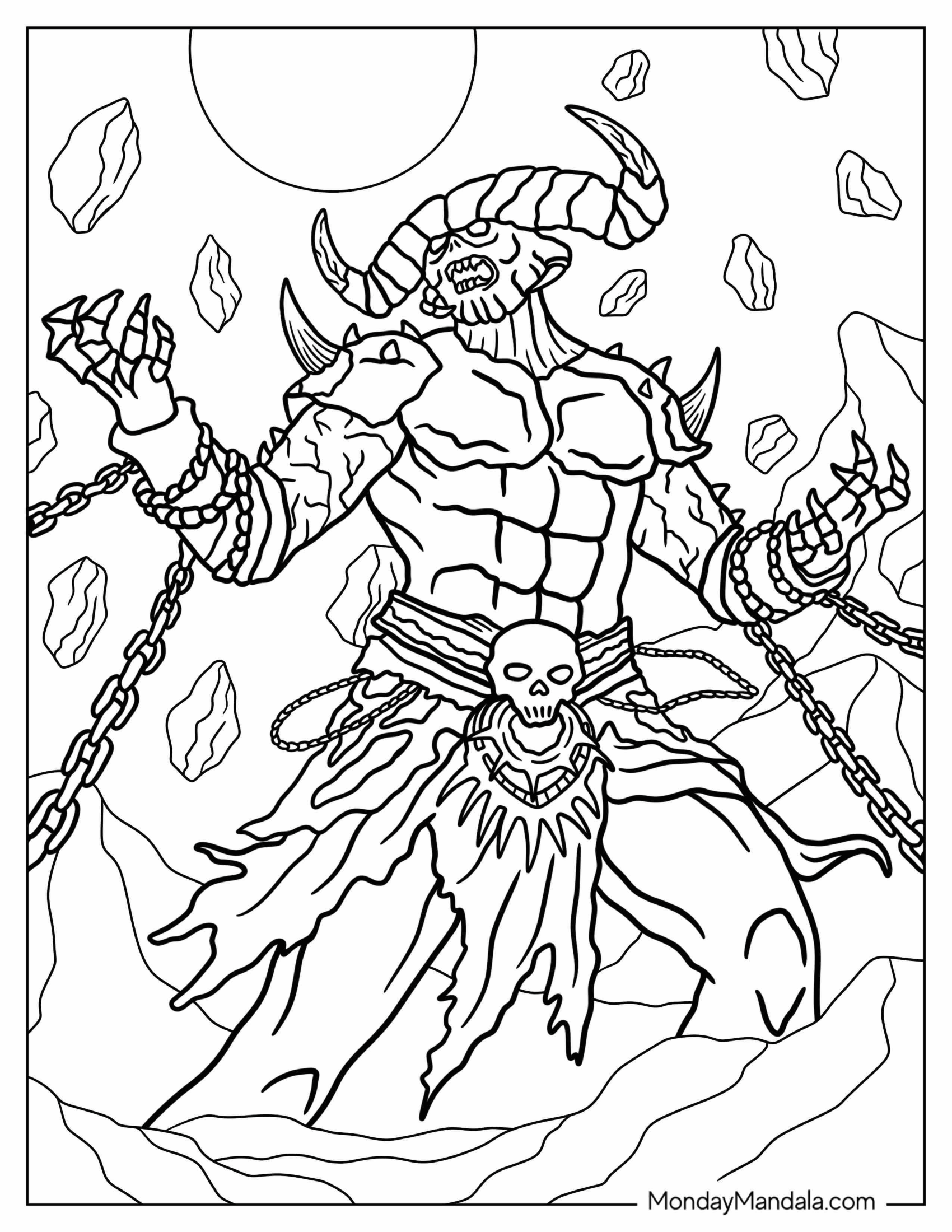 Dark Fantasy Coloring Page Of Lord In Chains