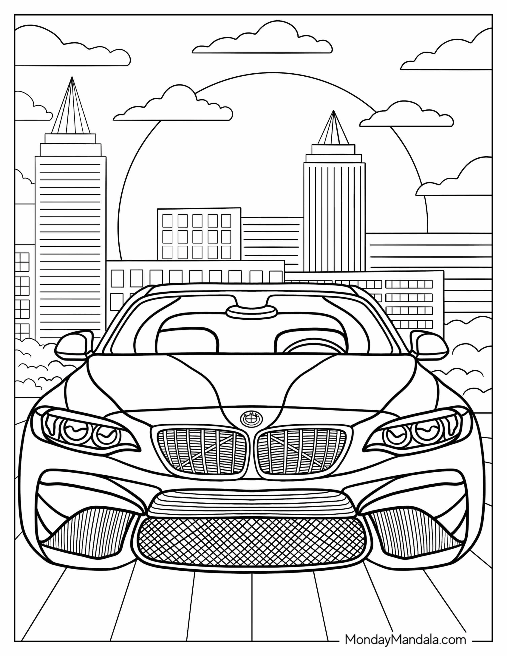 Detailed BMW Coloring Page M2 In City