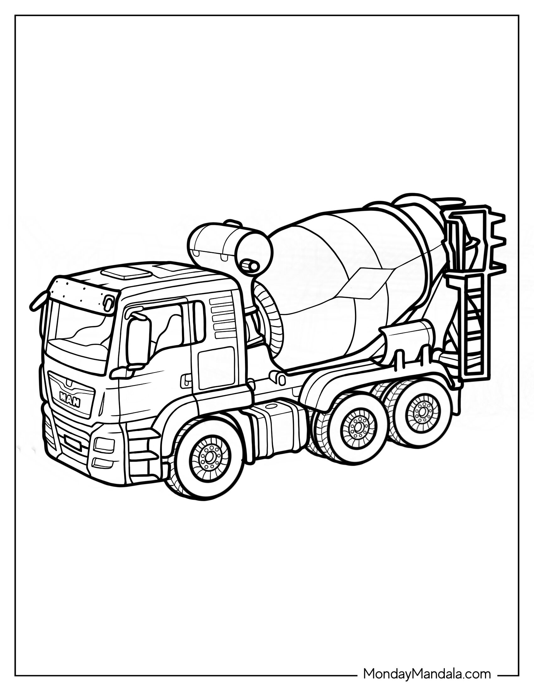 Detailed Cement Truck To Color