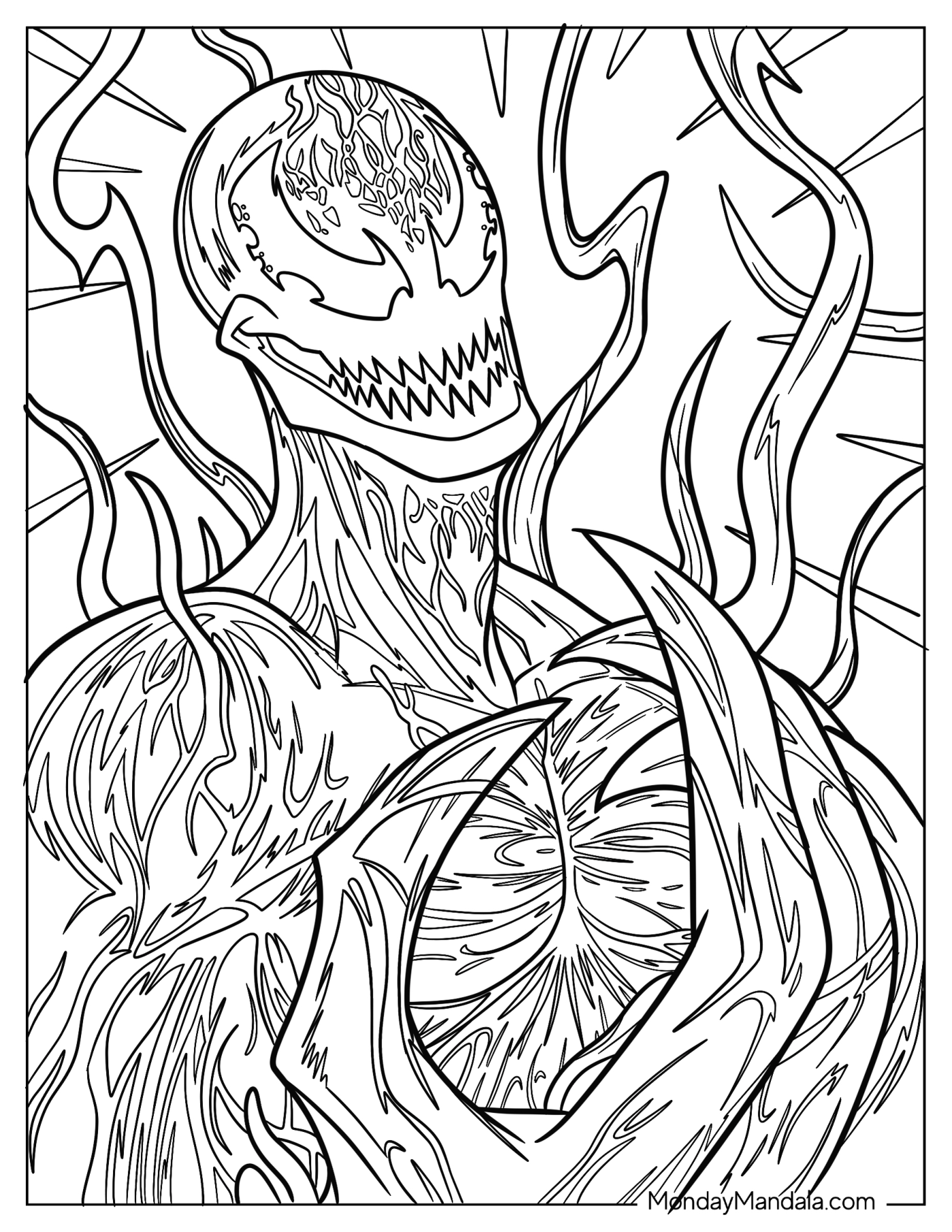 Detailed Close Up Of Carnage Coloring Page