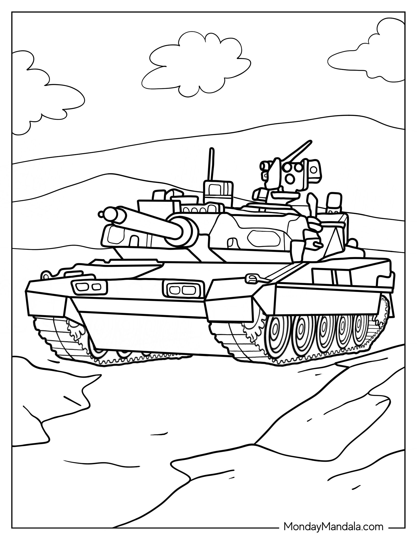 Detailed Coloring Page Of Leopard 2A7A1. German Tankpdf