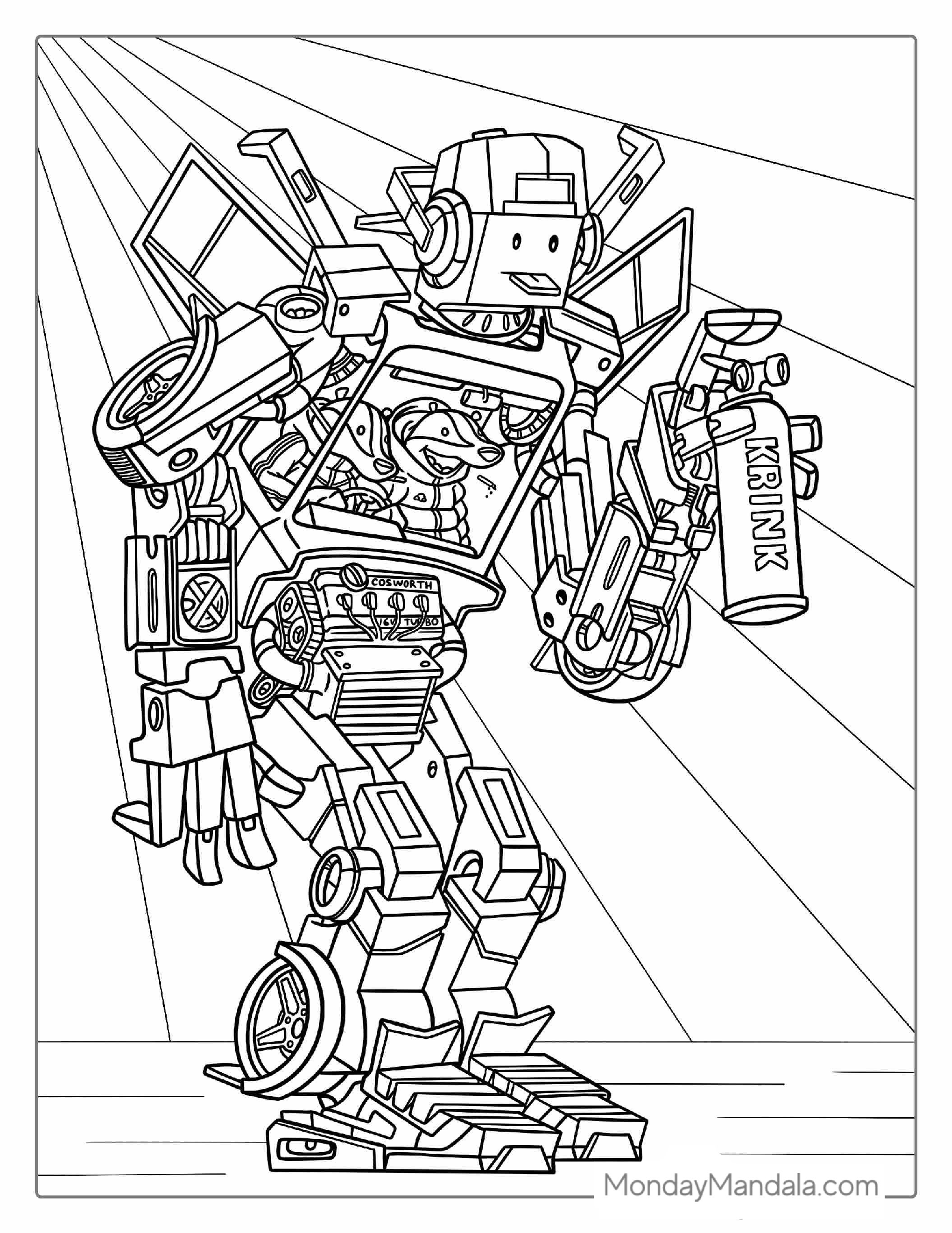 Detailed Coloring Page Of a Robot For Adults