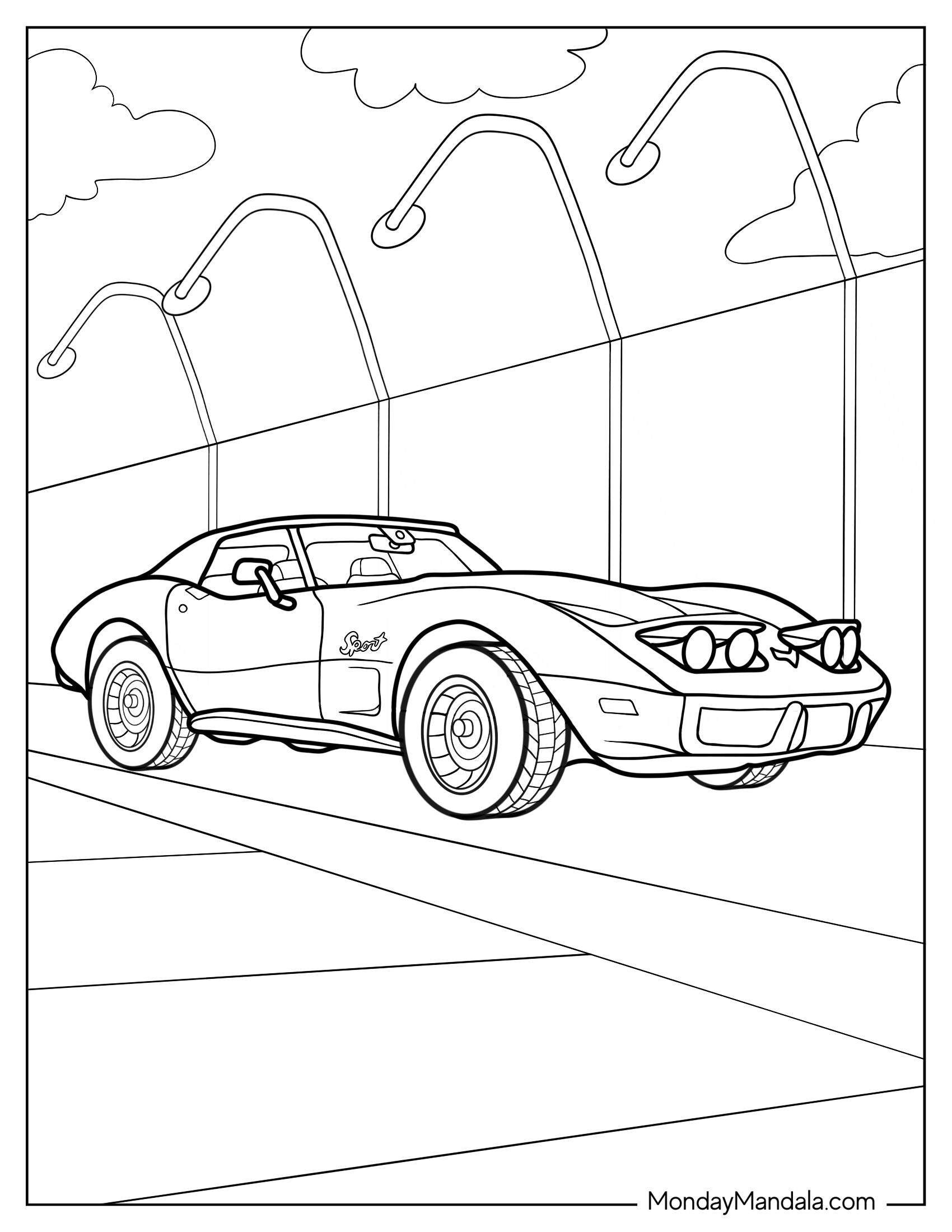 Detailed Corvette LS6 Coloring Page